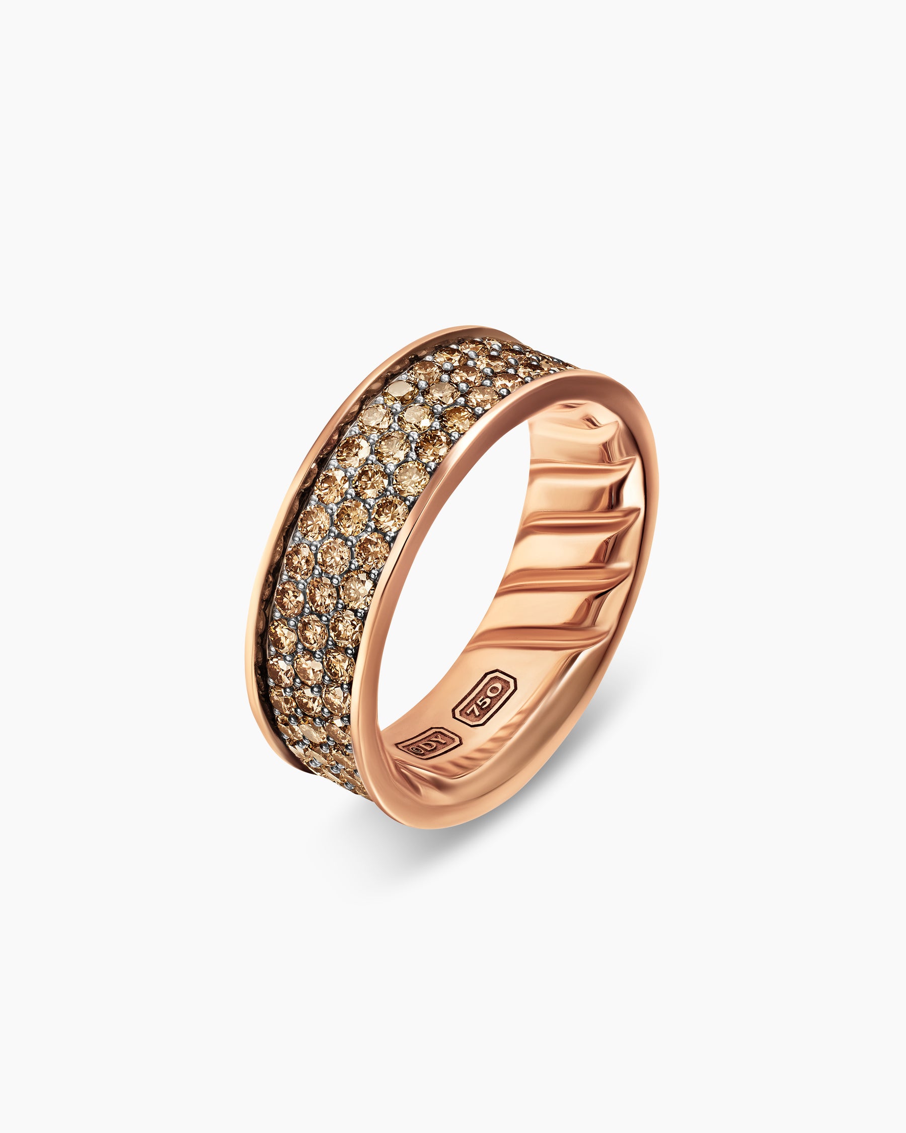 Streamline Band Ring in 18K Rose Gold with Cognac Diamonds, 7.6mm - Image 3
