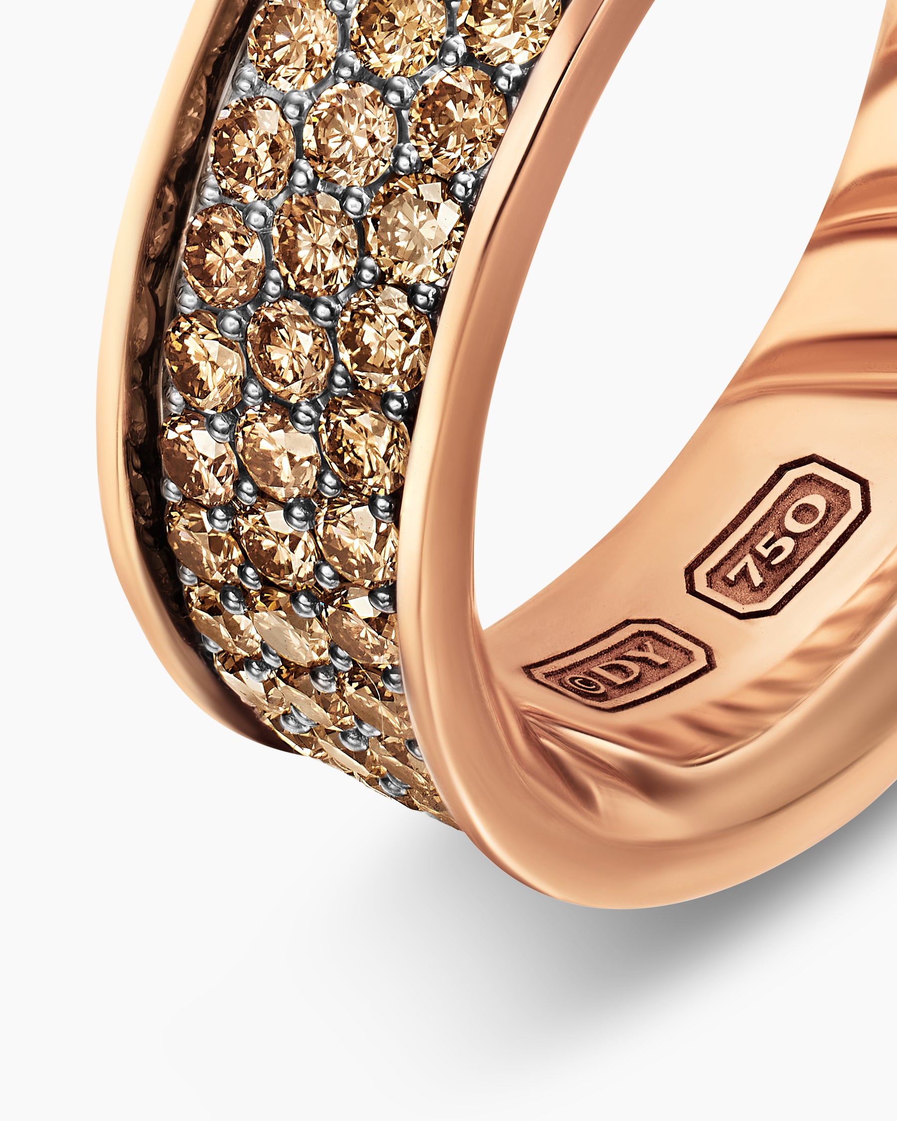 Streamline Band Ring in 18K Rose Gold with Cognac Diamonds, 7.6mm - Image 5