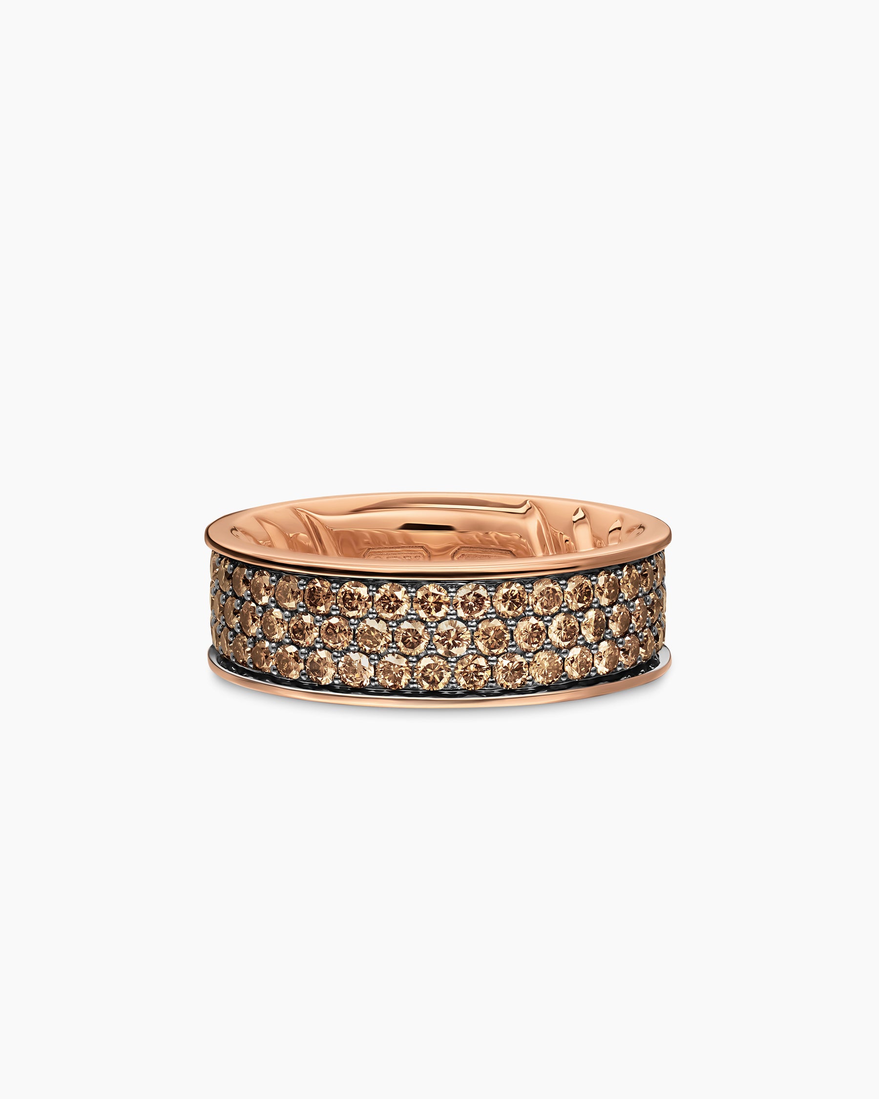 Streamline Band Ring in 18K Rose Gold with Cognac Diamonds, 7.6mm