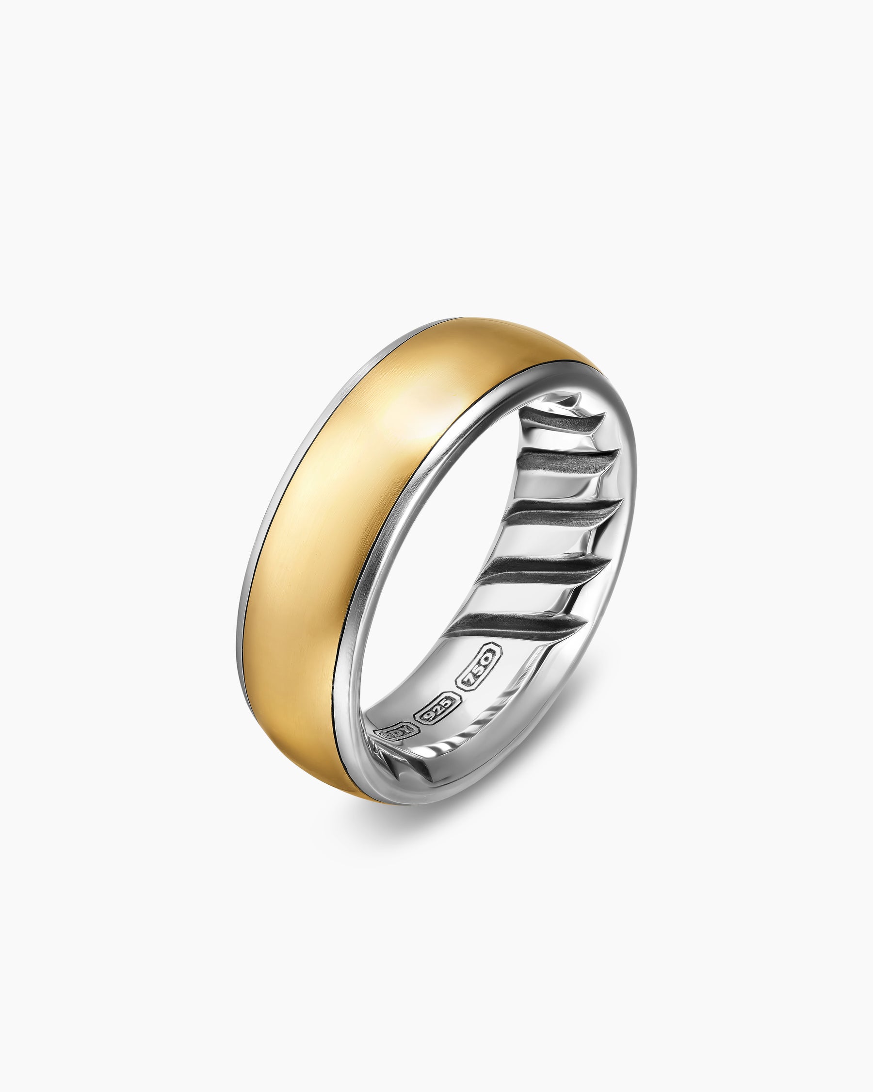 Alternative view of Streamline Band Ring in Sterling Silver with 18K Yellow Gold, 7.6mm