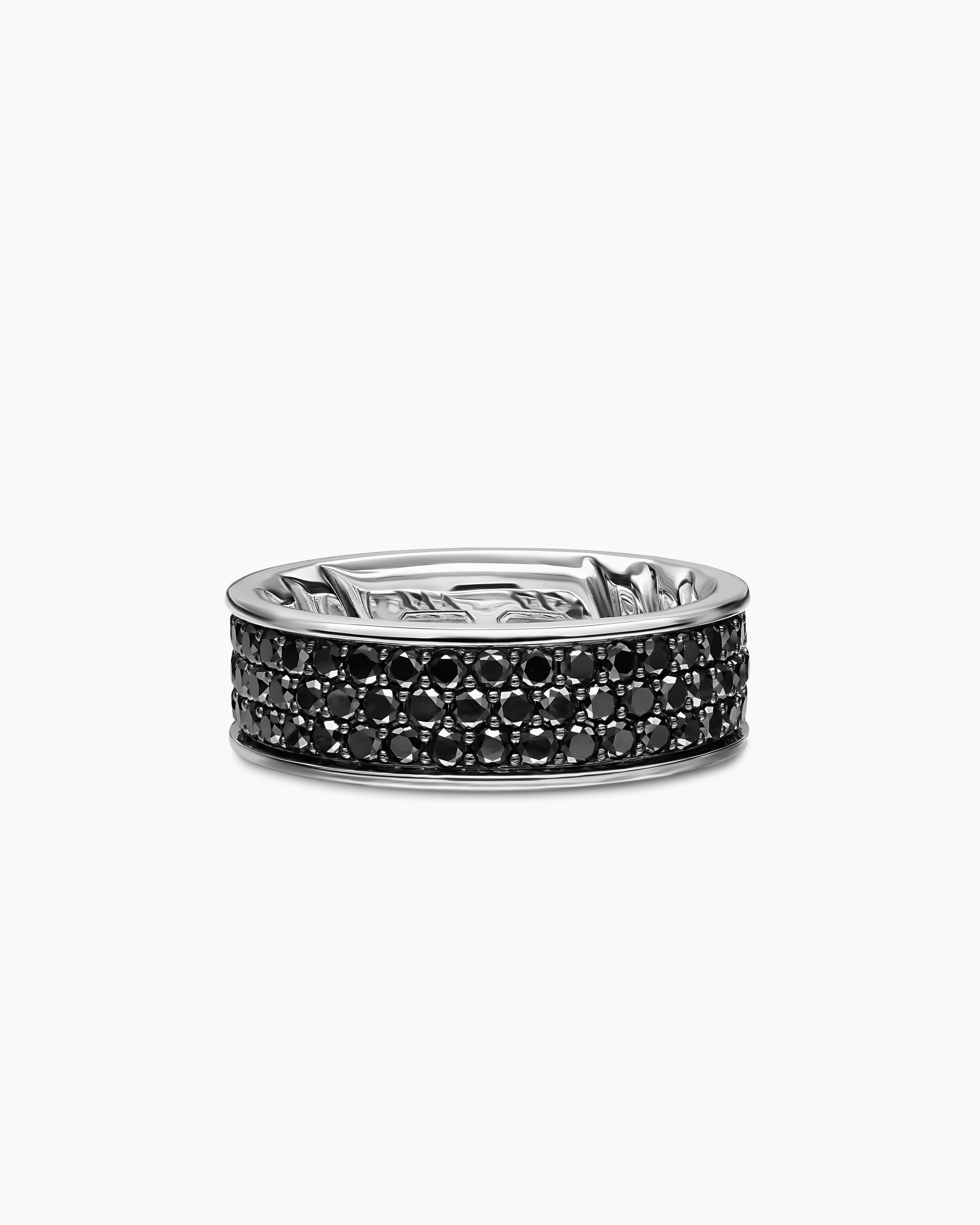 Streamline Band Ring in Sterling Silver with Black Diamonds, 7.6mm