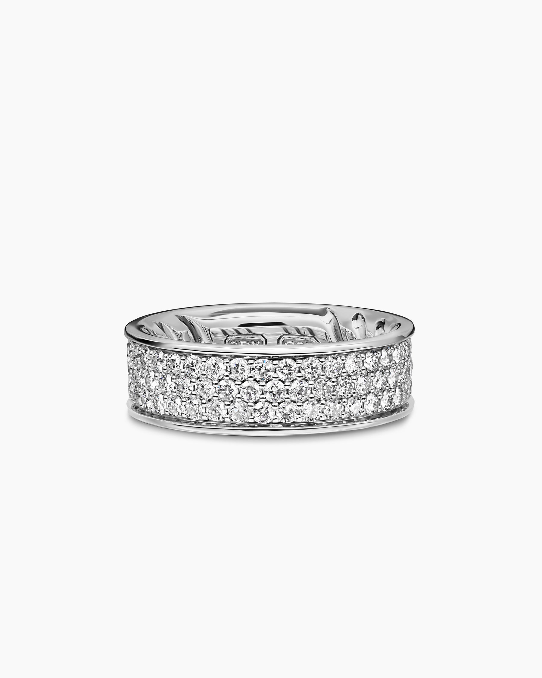 Streamline Band Ring in Sterling Silver with Diamonds, 7.6mm