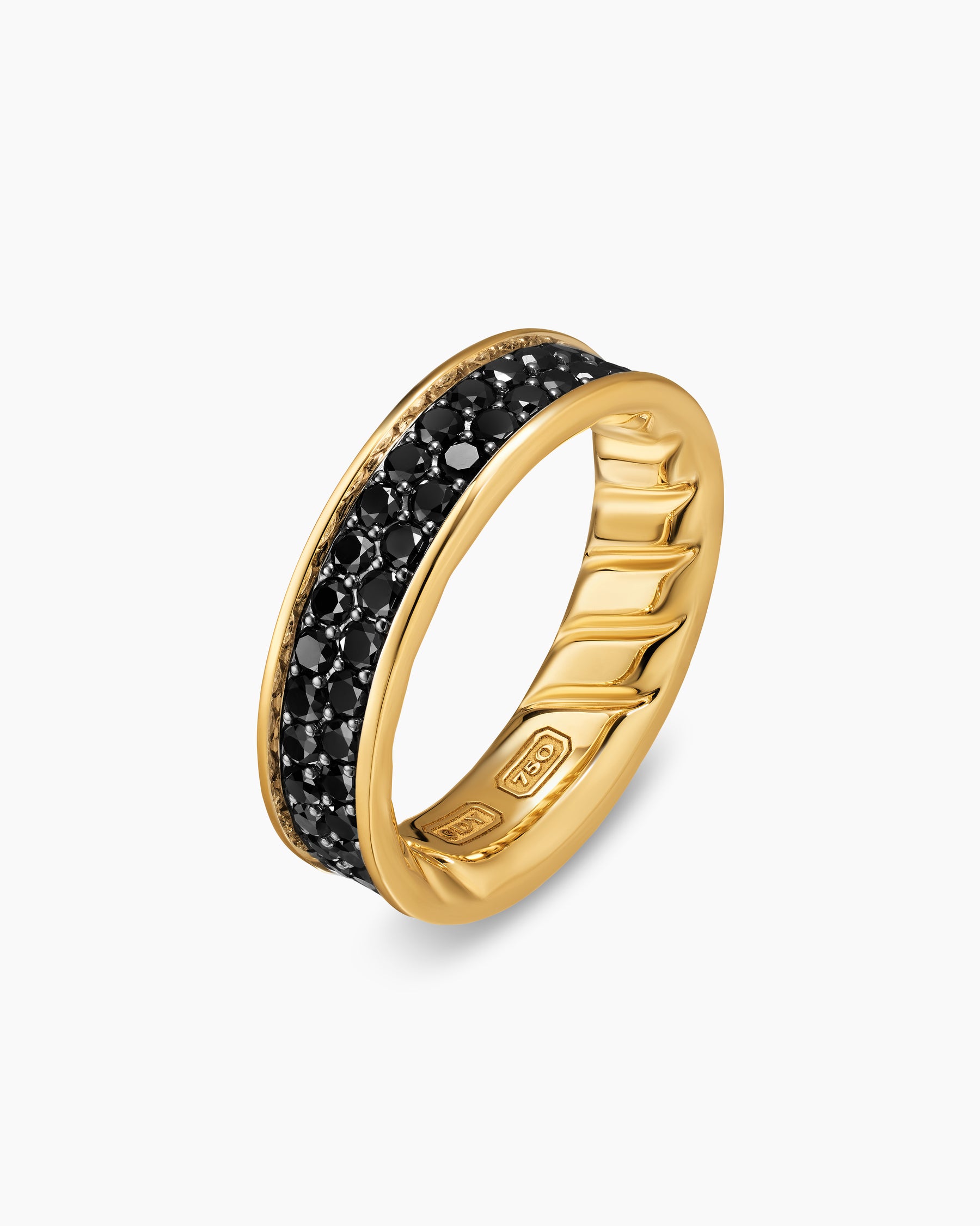 Alternative view of Streamline Band Ring in 18K Yellow Gold with Black Diamonds, 6.2mm