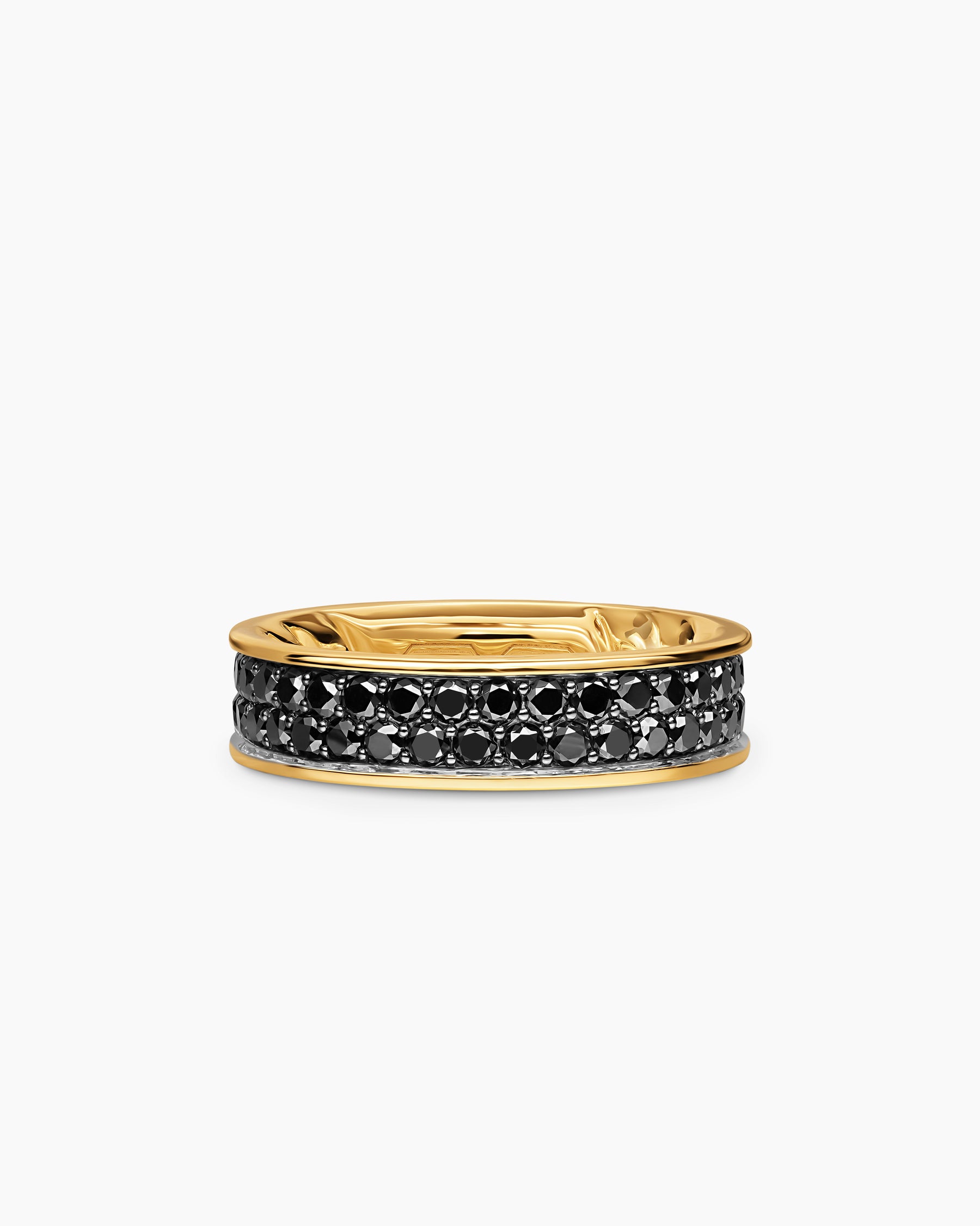 Streamline Band Ring in 18K Yellow Gold with Black Diamonds, 6.2mm