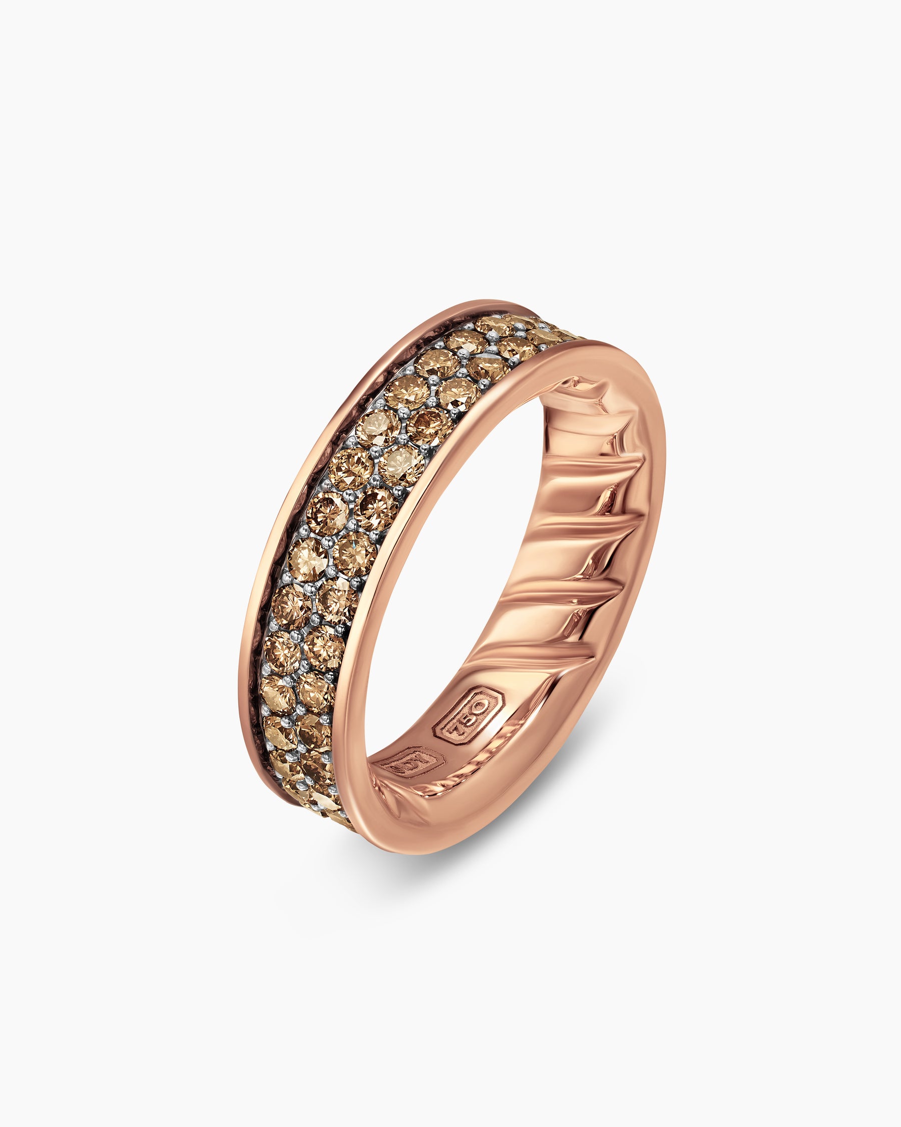 Streamline Band Ring in 18K Rose Gold with Cognac Diamonds, 6.2mm - Image 3