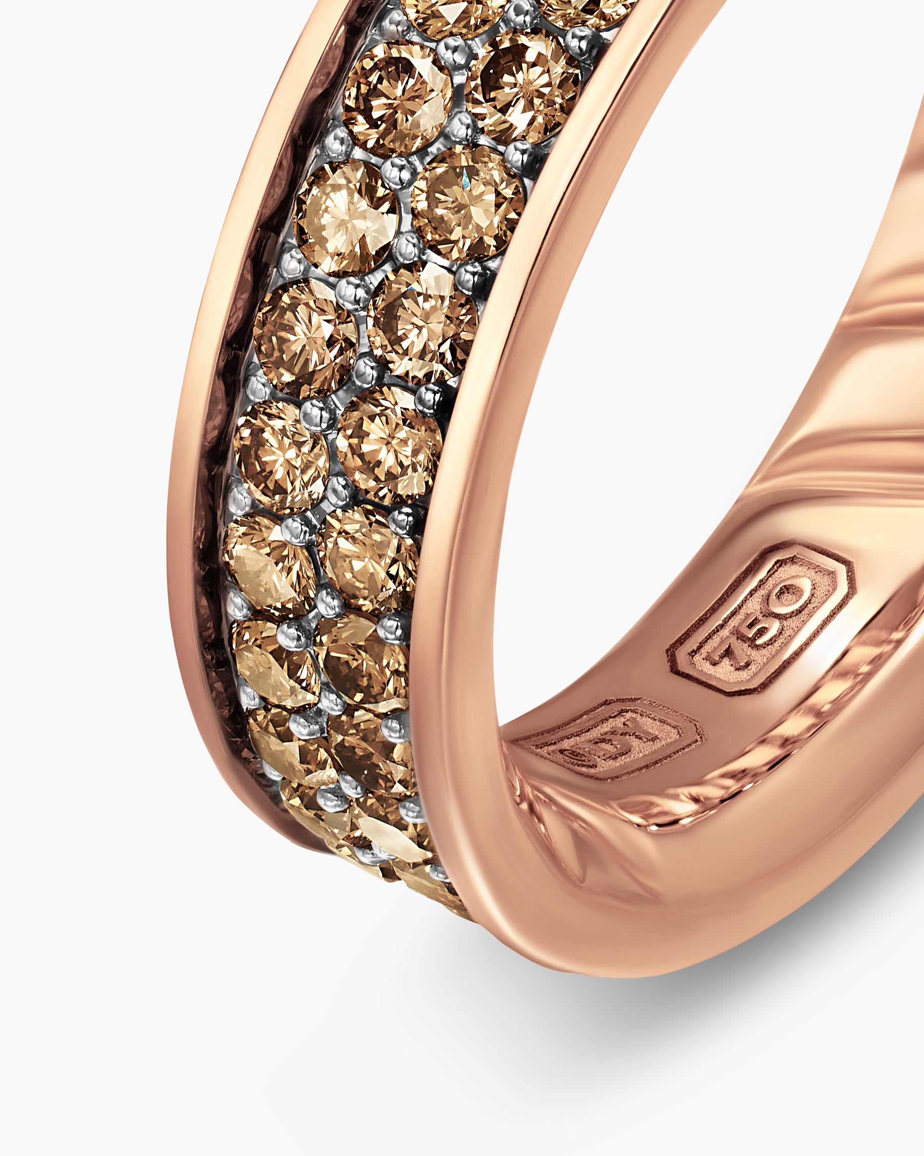 Streamline Band Ring in 18K Rose Gold with Cognac Diamonds, 6.2mm - Image 5