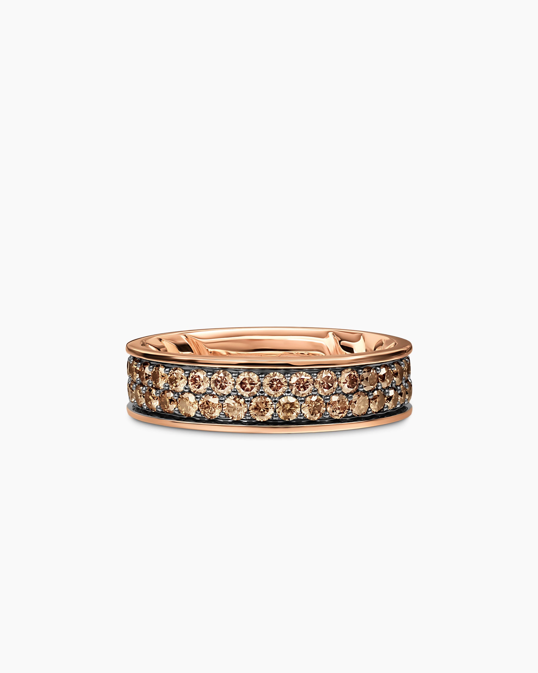 Streamline Band Ring in 18K Rose Gold with Cognac Diamonds, 6.2mm