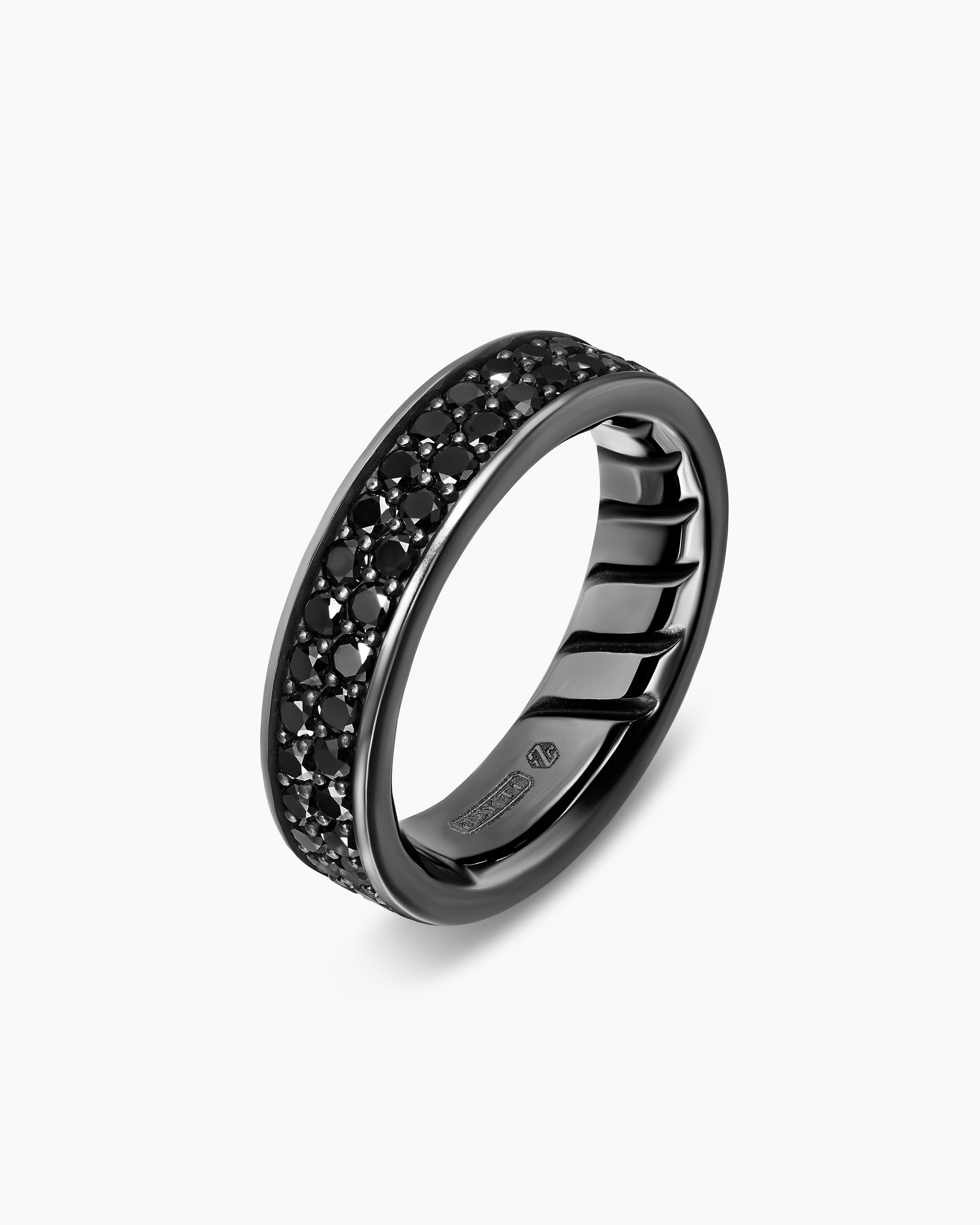 Alternative view of Streamline Band Ring in Black Titanium with Black Diamonds, 6.2mm