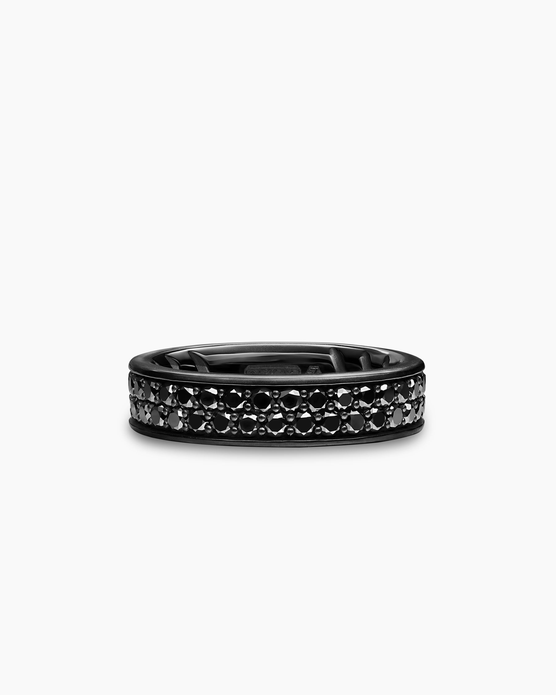 Streamline Band Ring in Black Titanium with Black Diamonds, 6.2mm