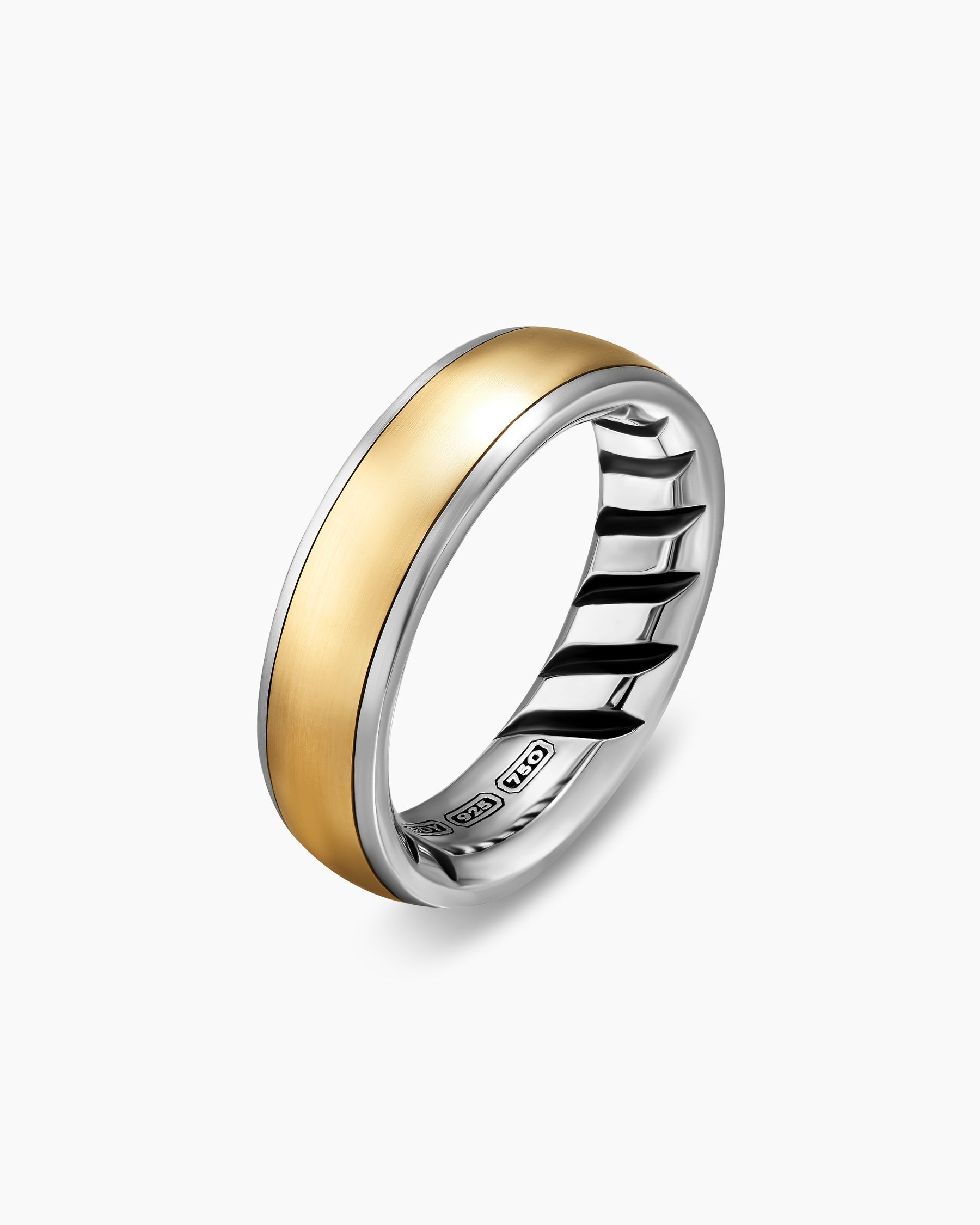 Alternative view of Streamline Band Ring in Sterling Silver with 18K Yellow Gold, 6.2mm
