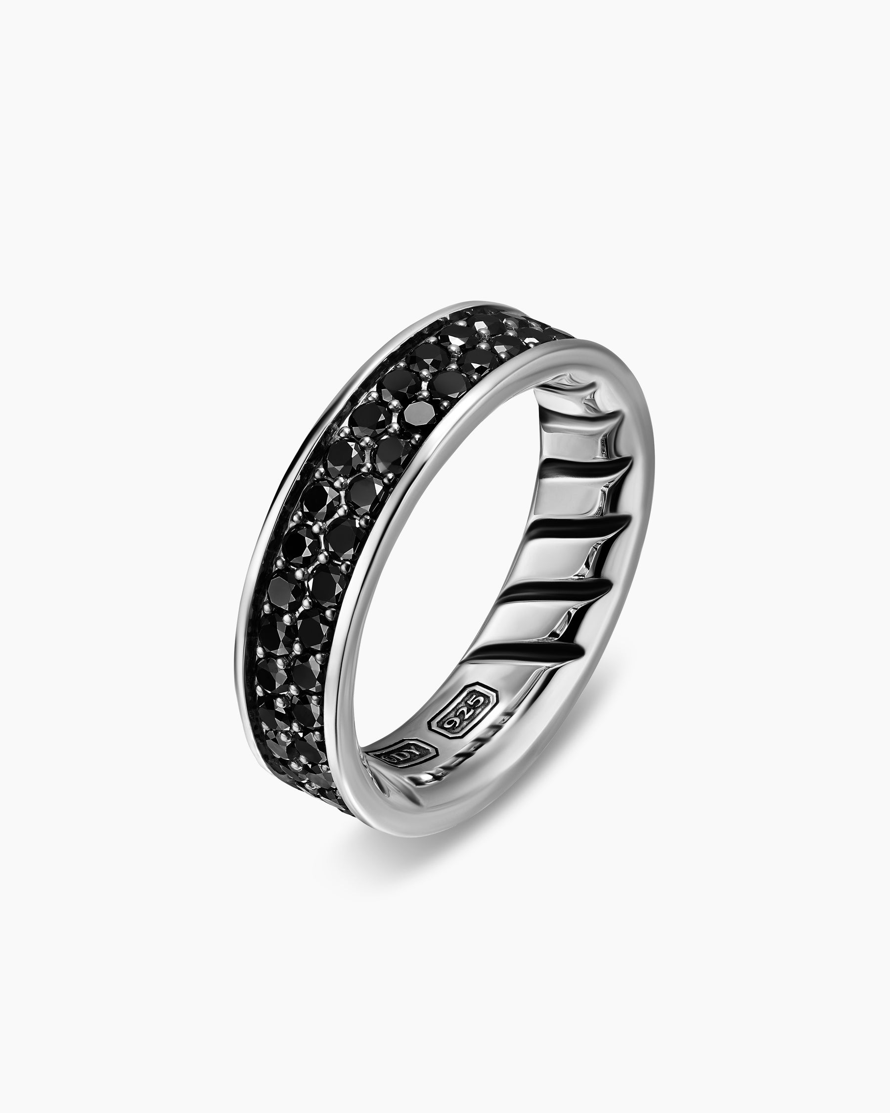Streamline Band Ring in Sterling Silver with Black Diamonds, 6.2mm - Image 3