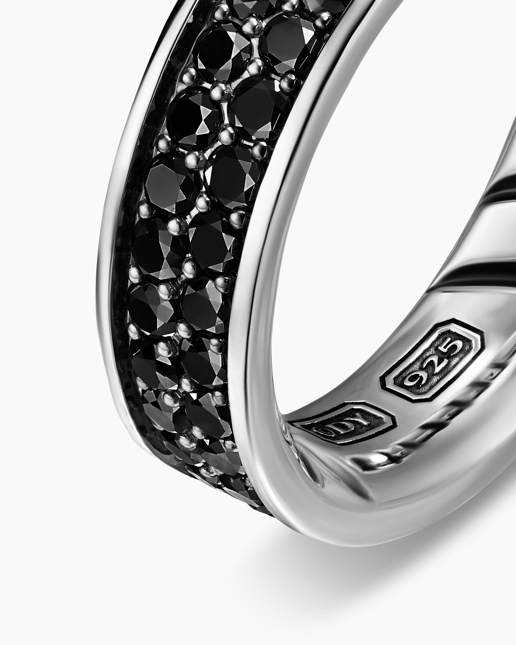 Streamline Band Ring in Sterling Silver with Black Diamonds, 6.2mm - Image 5