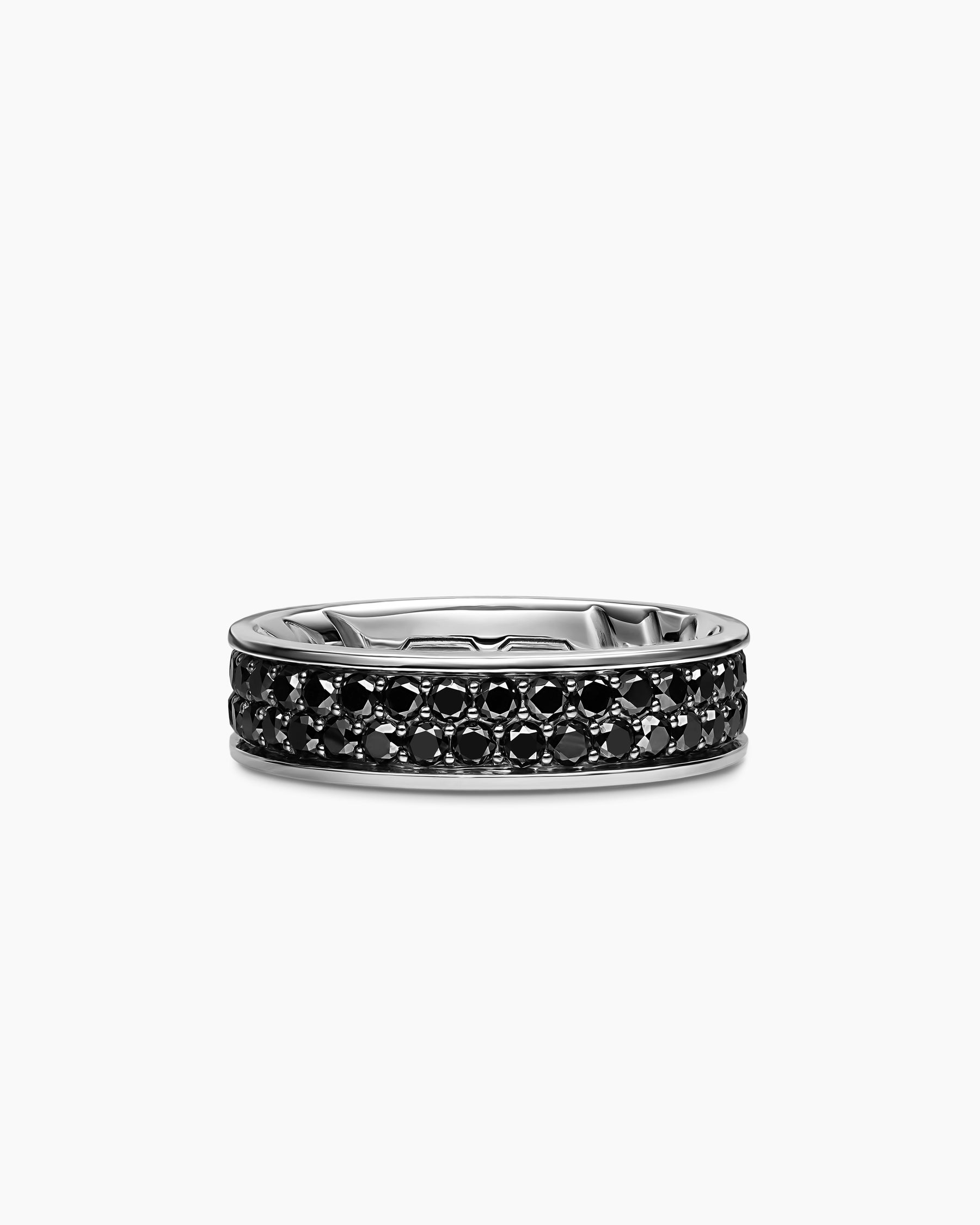 Streamline Band Ring in Sterling Silver with Black Diamonds, 6.2mm
