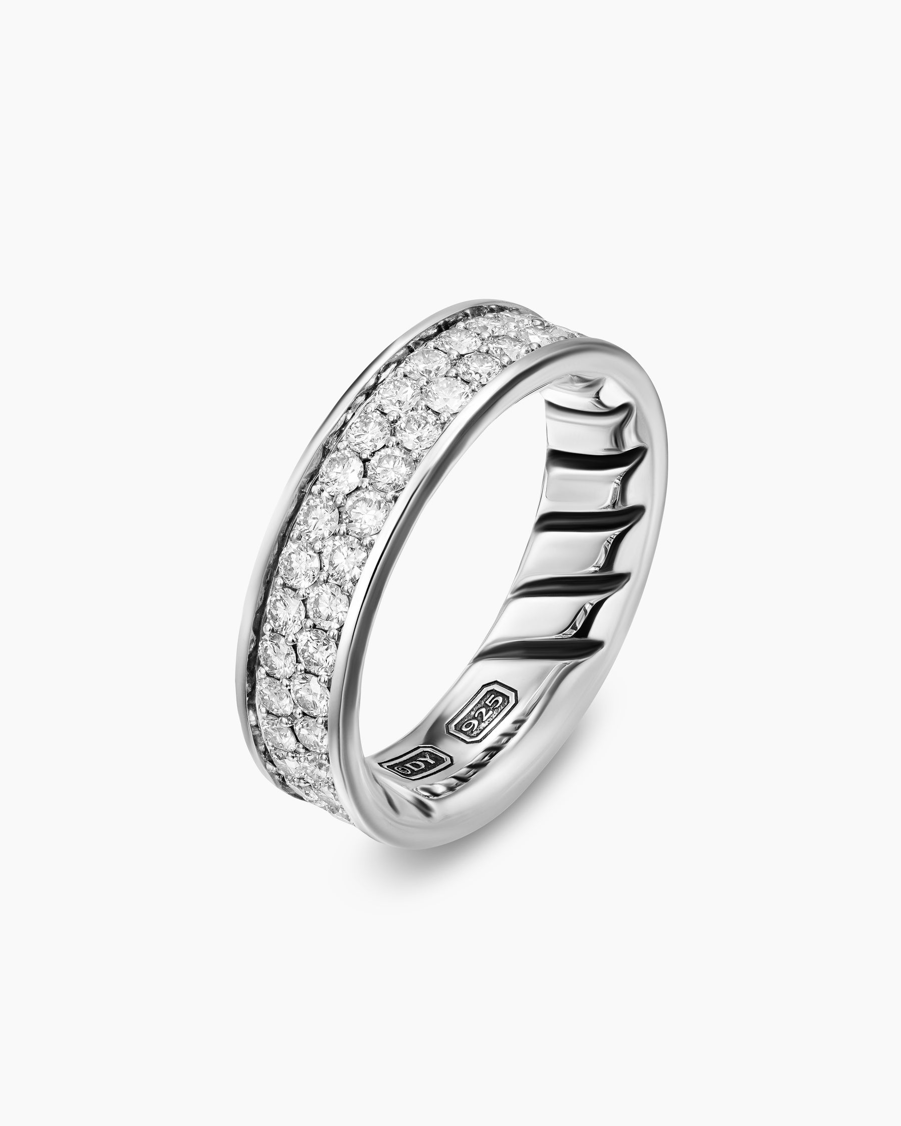 Streamline Band Ring in Sterling Silver with Diamonds, 6.2mm - Image 3