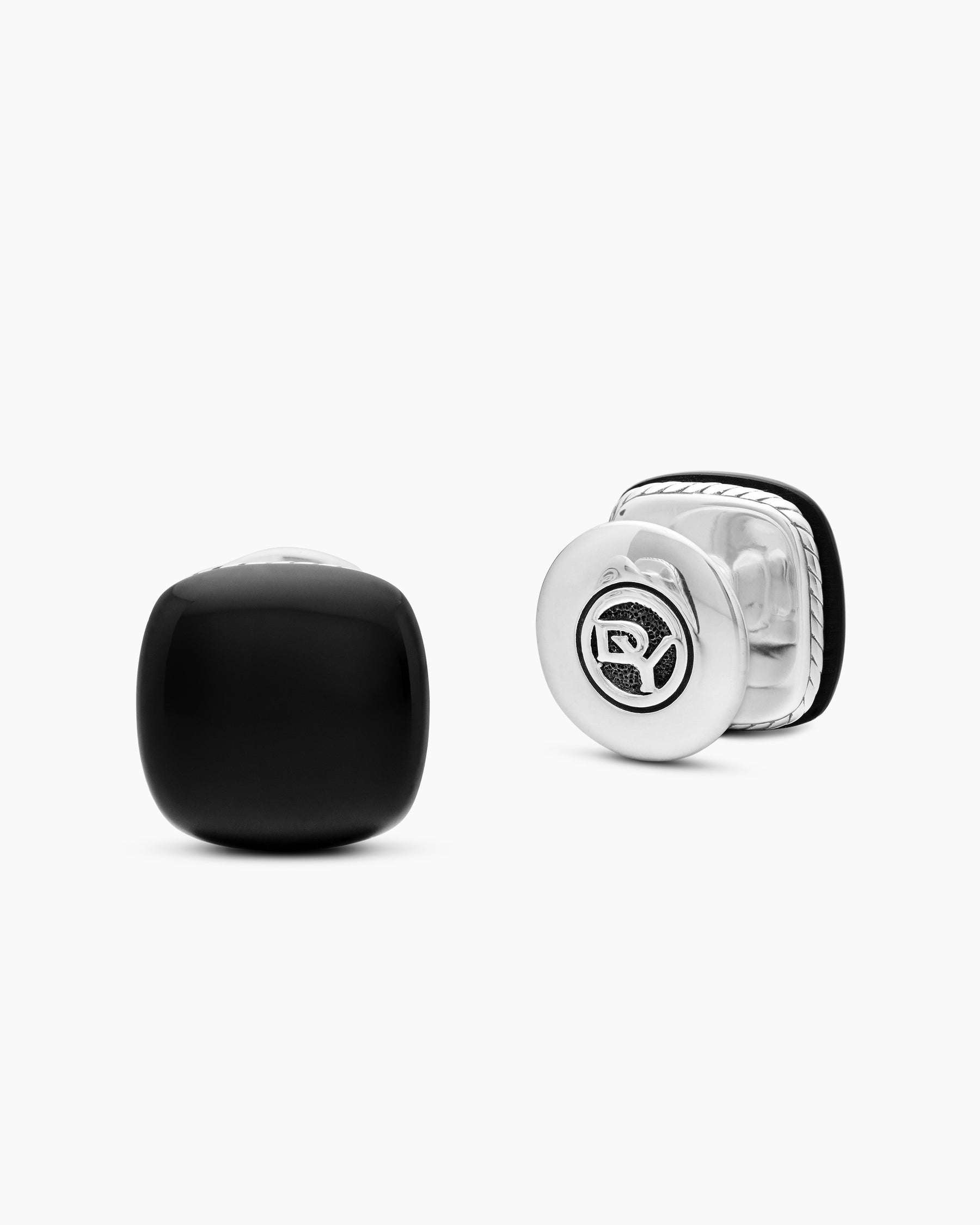 Streamline Cushion Tuxedo Studs in Sterling Silver with Black Onyx - Image 3