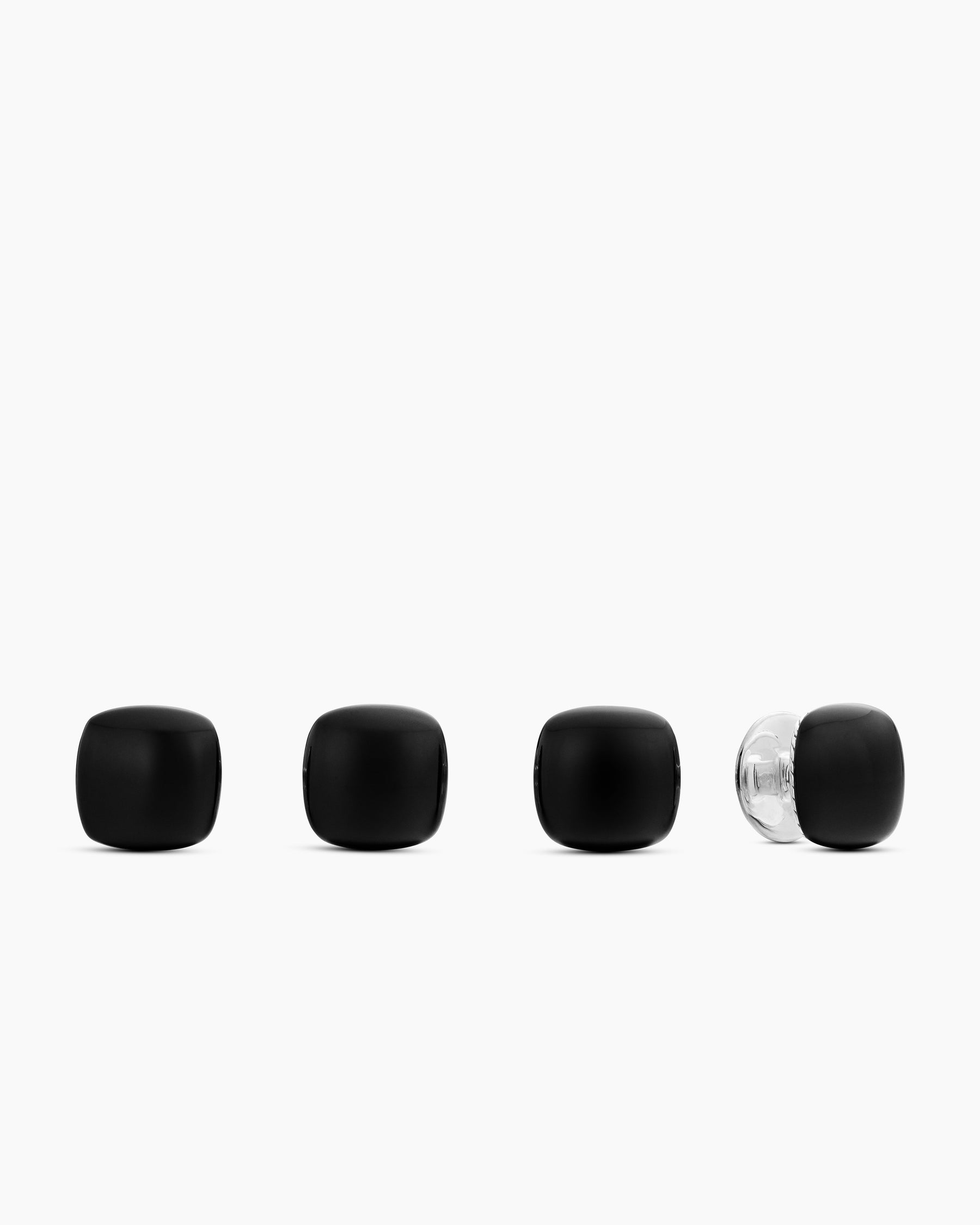 Streamline Cushion Tuxedo Studs in Sterling Silver with Black Onyx