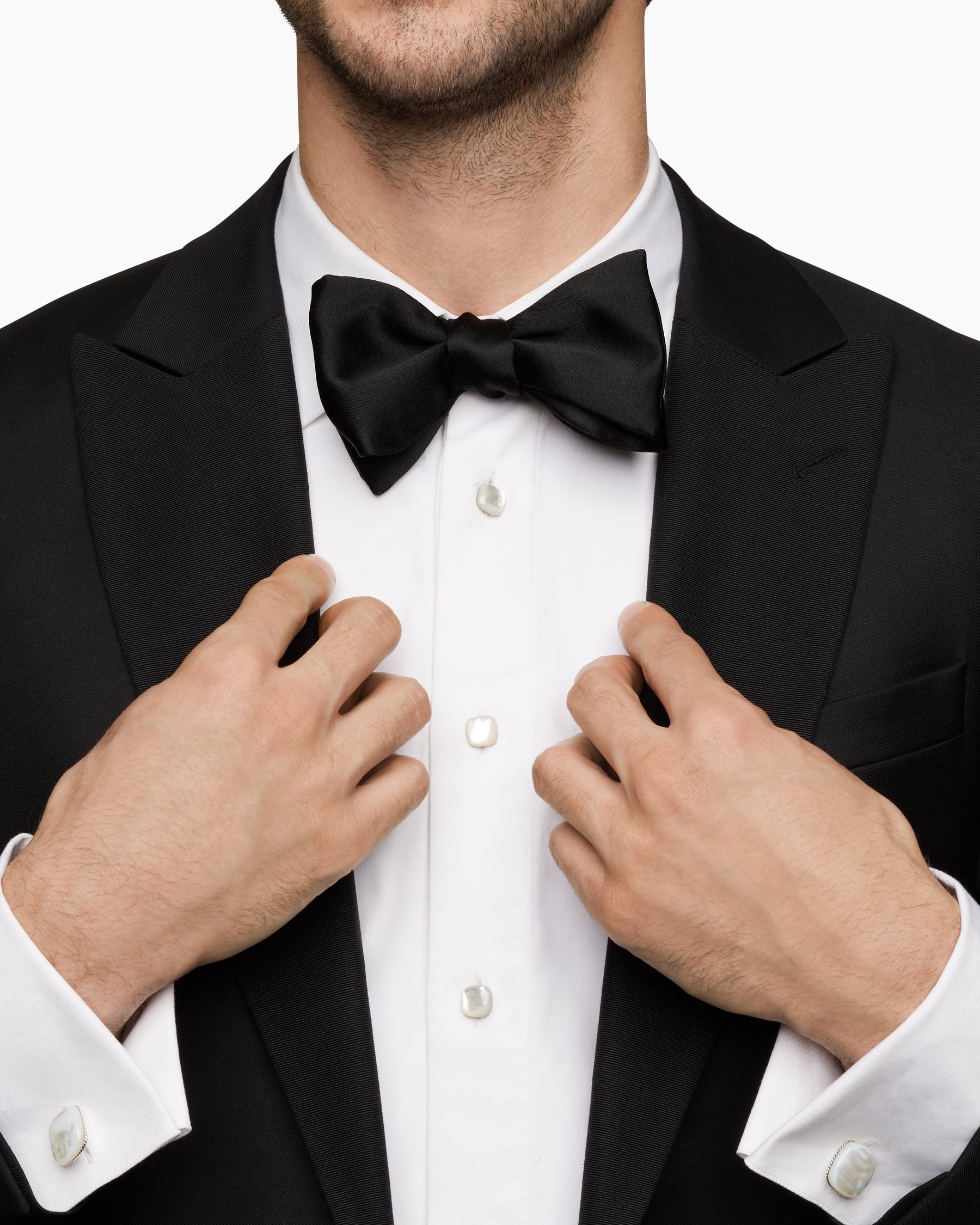 Alternative view of Streamline Cushion Tuxedo Studs in Sterling Silver with Mother of Pearl