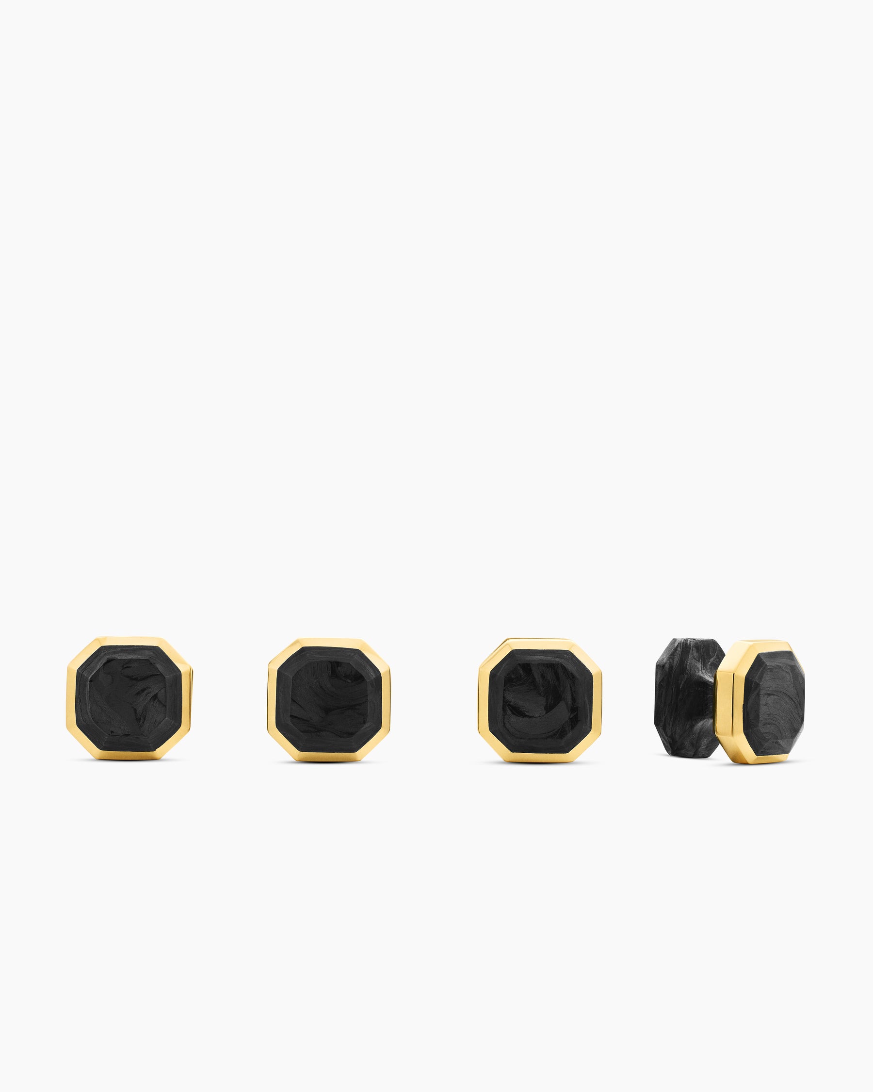 Streamline Tuxedo Studs in 18K Yellow Gold with Forged Carbon, 10.8mm