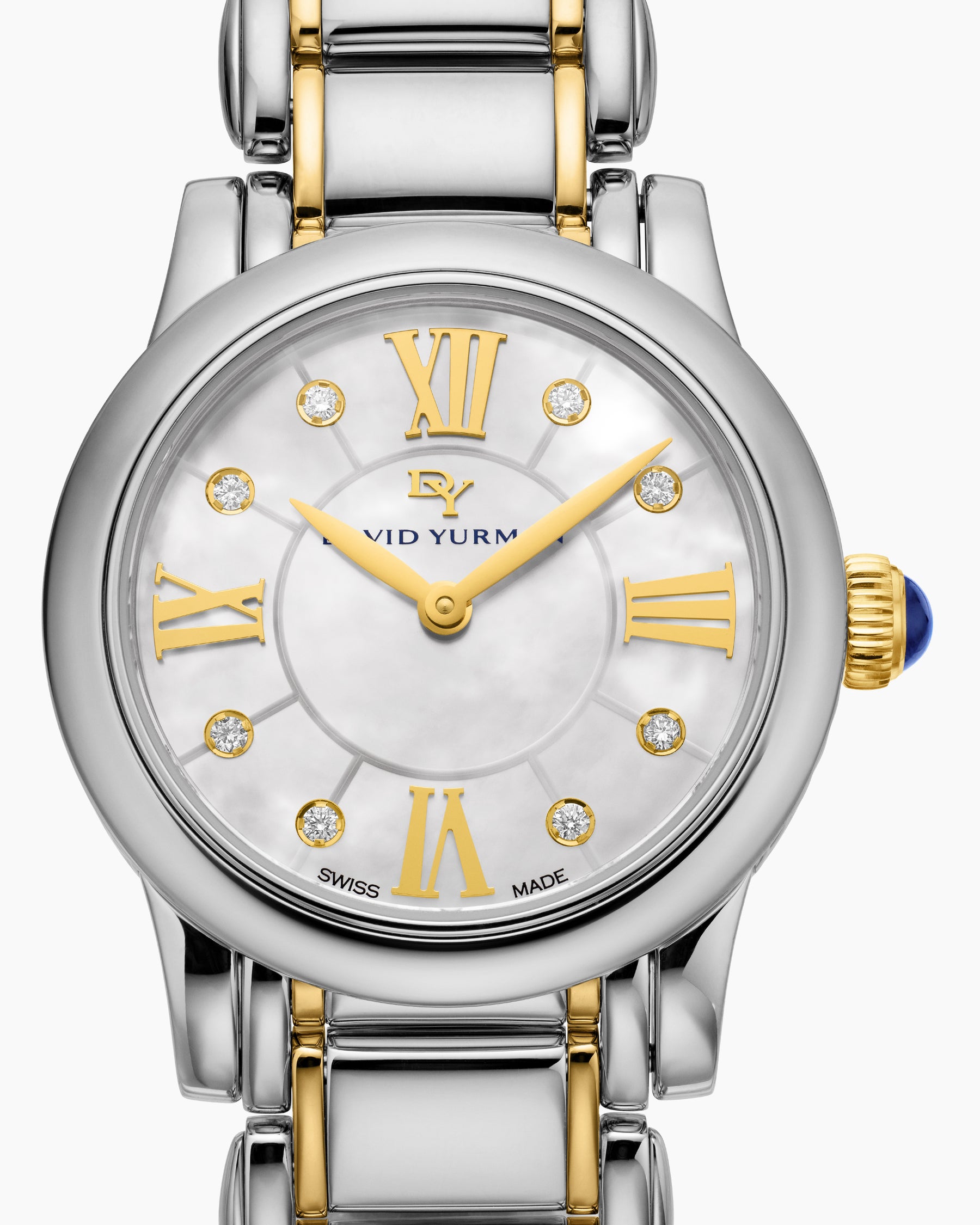 Classic Quartz Watch in Stainless Steel with 18K Yellow Gold and Diamonds, 30mm - Image 5