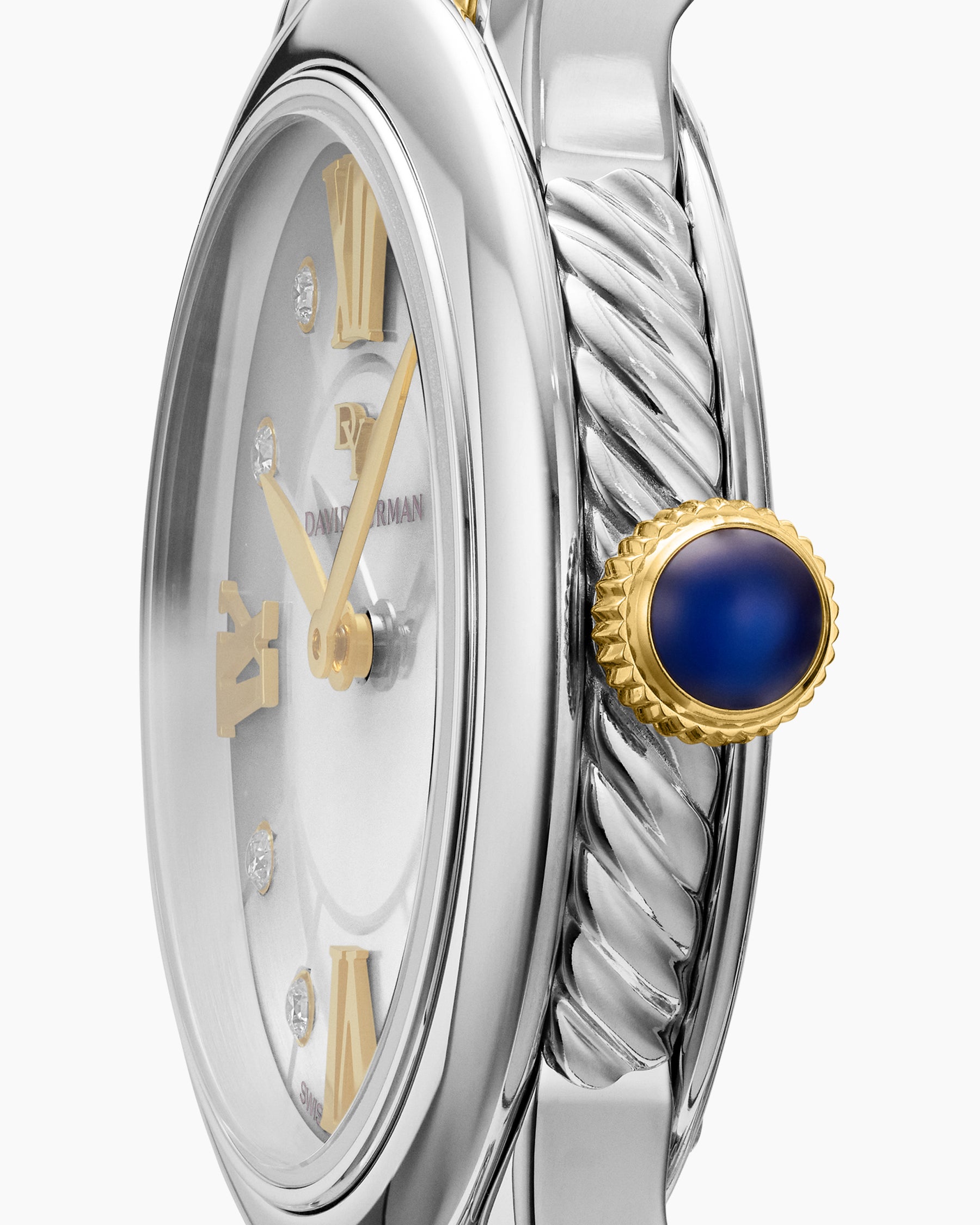 Classic Quartz Watch in Stainless Steel with 18K Yellow Gold and Diamonds, 30mm - Image 6