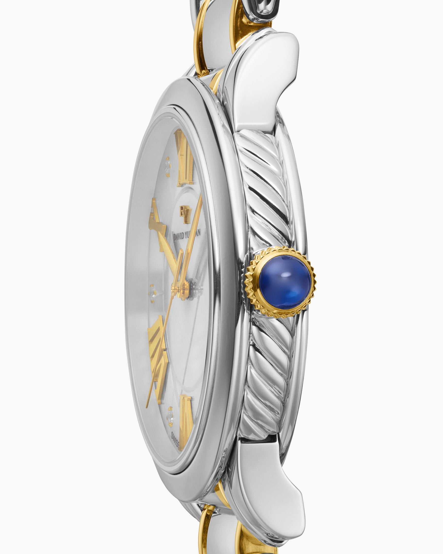 Classic Quartz Watch in Stainless Steel with 18K Yellow Gold and Diamonds, 38mm - Image 5
