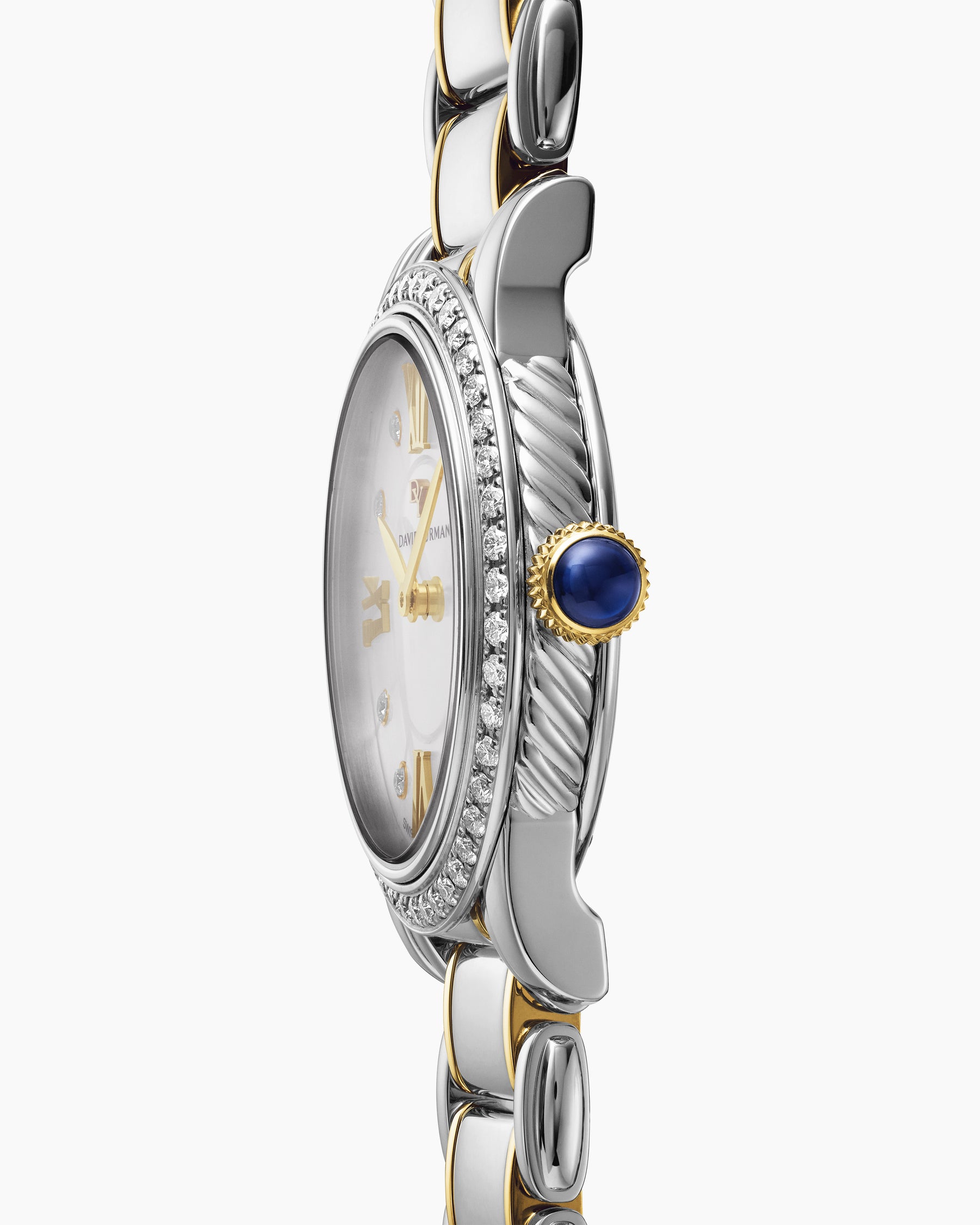 Classic Quartz Watch in Stainless Steel with 18K Yellow Gold and Diamond Bezel, 30mm - Image 3