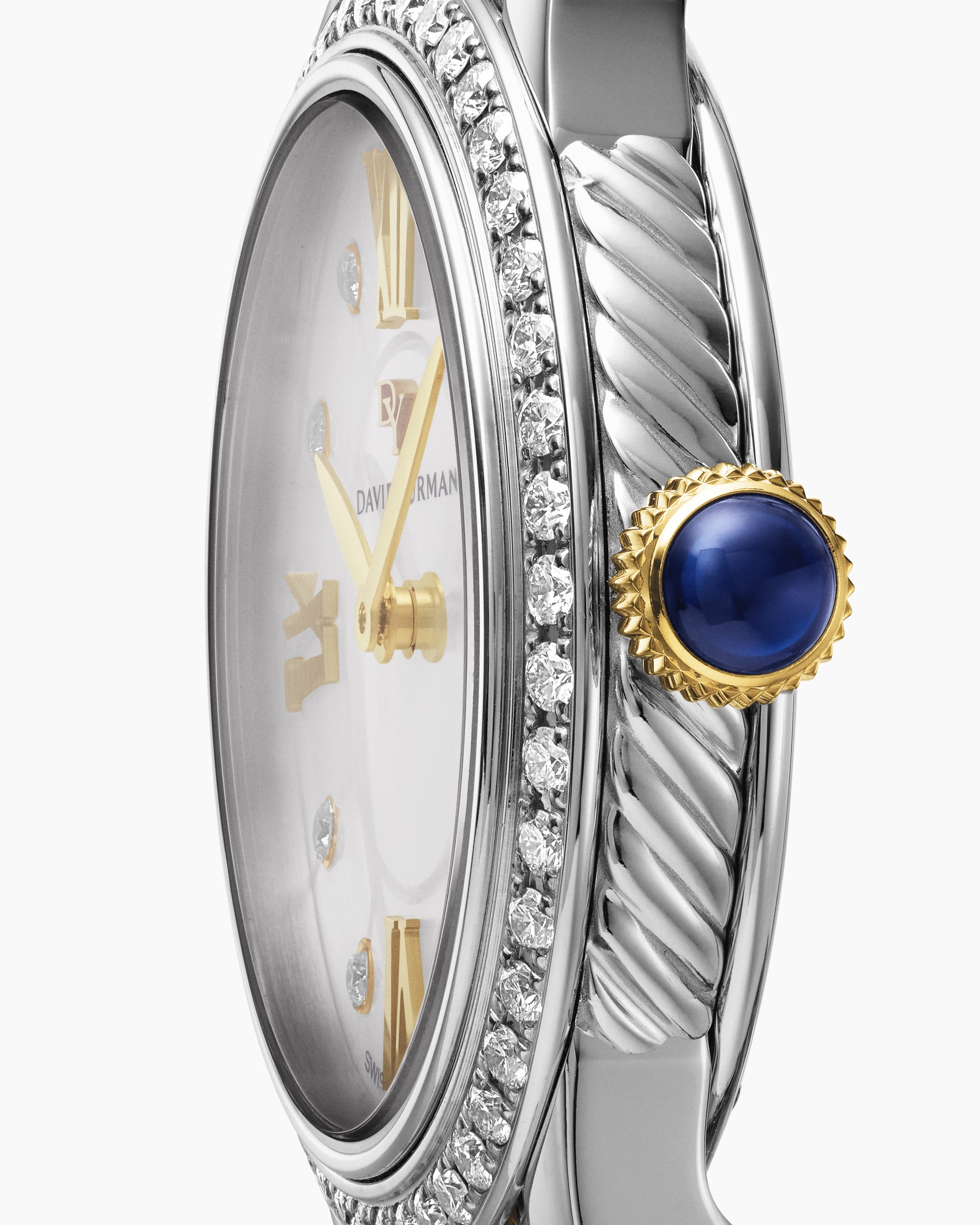 Classic Quartz Watch in Stainless Steel with 18K Yellow Gold and Diamond Bezel, 30mm - Image 6