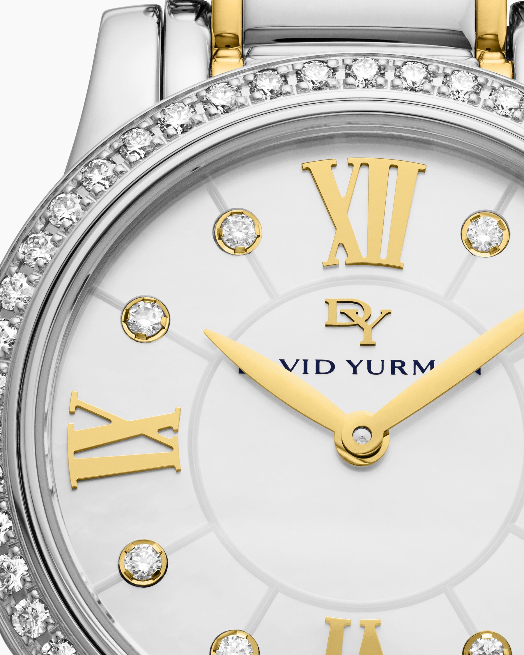 Classic Quartz Watch in Stainless Steel with 18K Yellow Gold and Diamond Bezel, 30mm - Image 7
