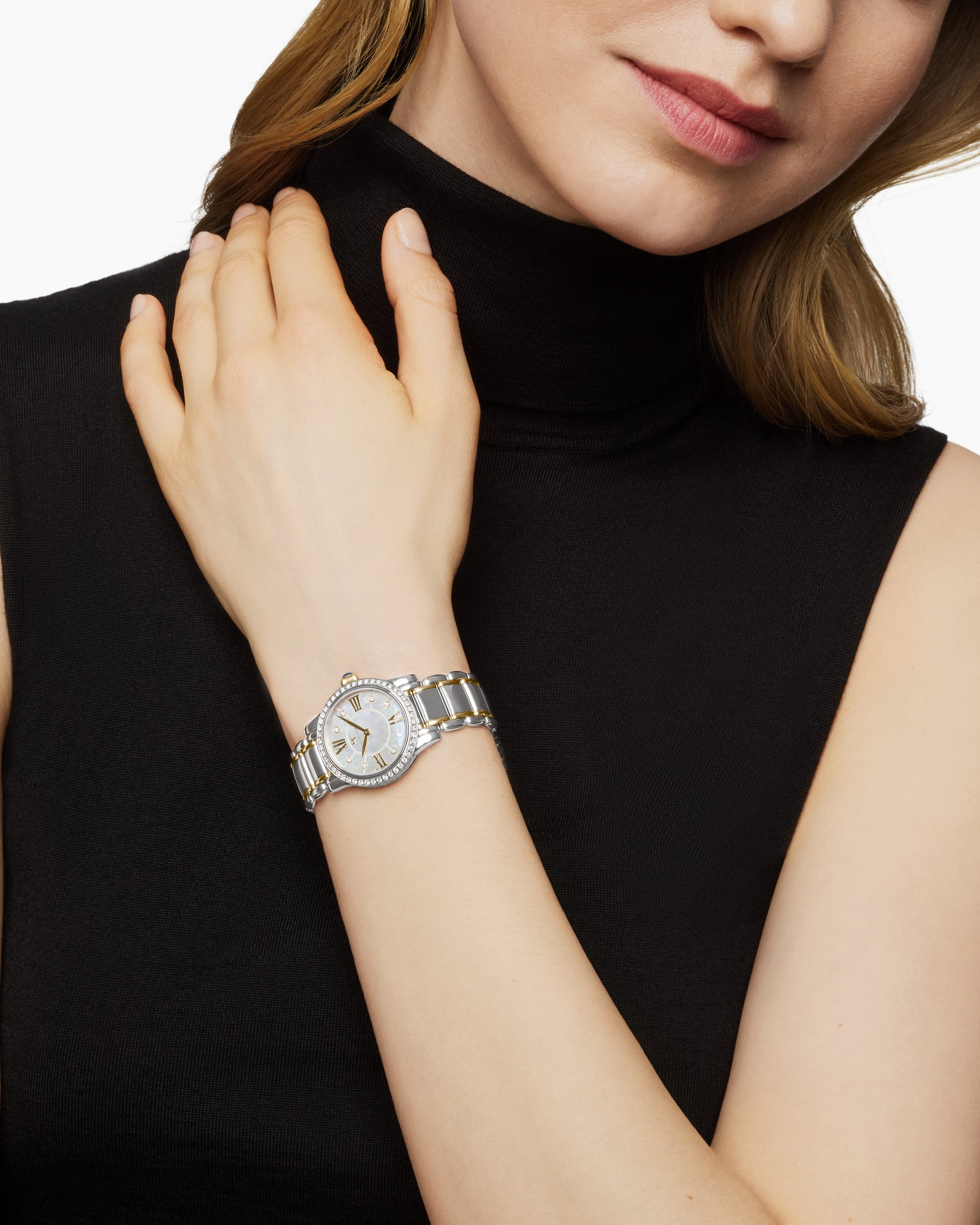 Alternative view of Classic Quartz Watch in Stainless Steel with 18K Yellow Gold and Diamond Bezel, 30mm