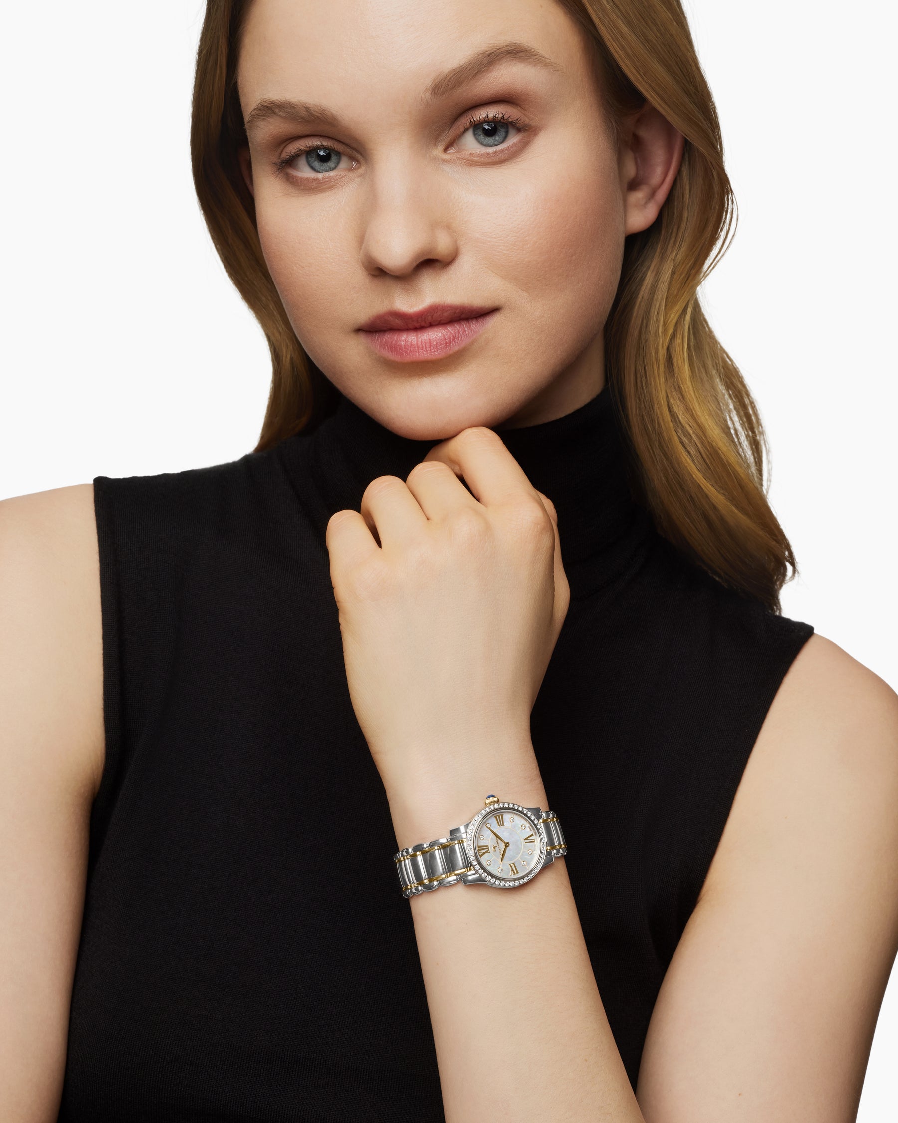 Classic Quartz Watch in Stainless Steel with 18K Yellow Gold and Diamond Bezel, 30mm - Image 8