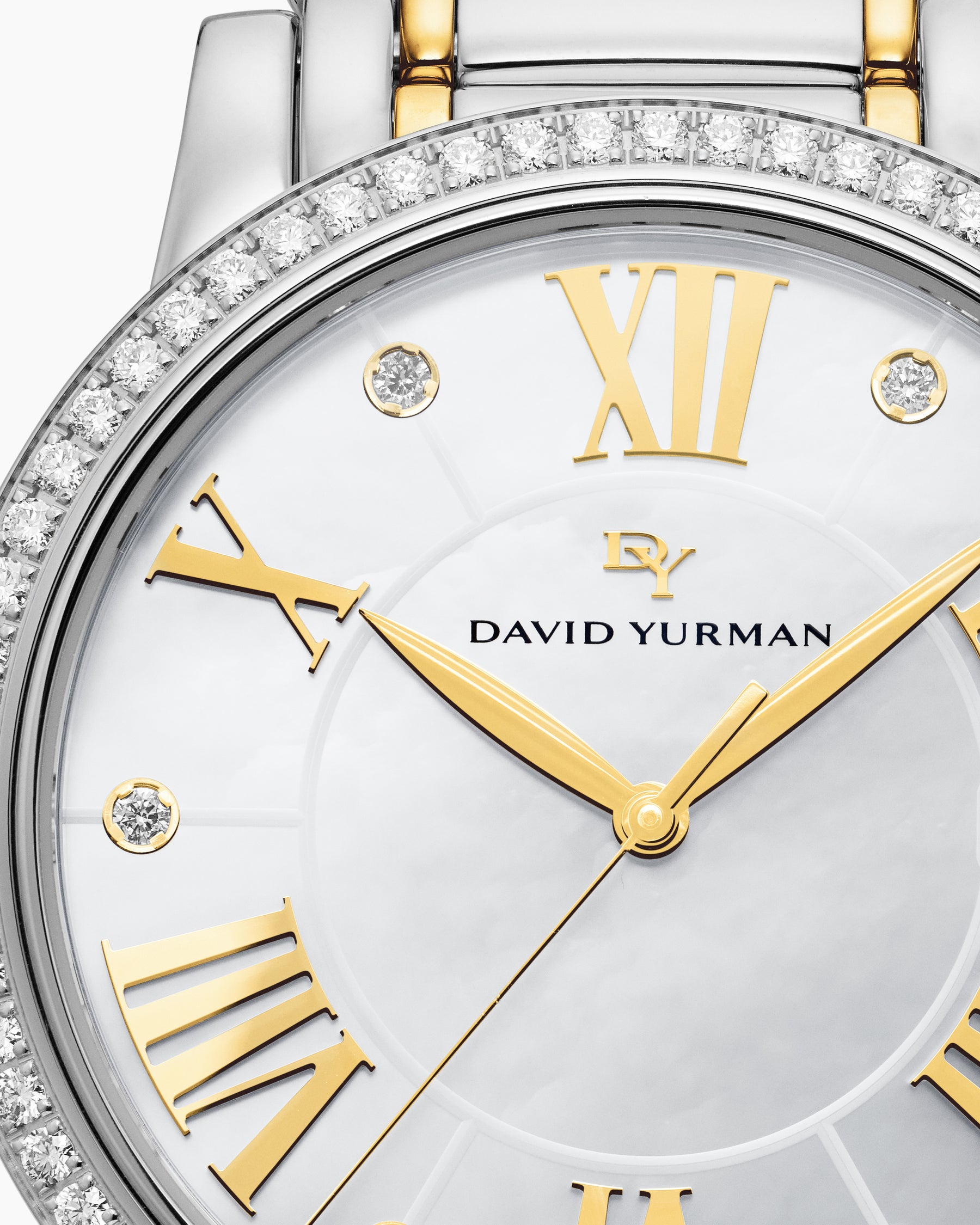 Classic Quartz Watch in Stainless Steel with 18K Yellow Gold and Diamond Bezel, 38mm - Image 6