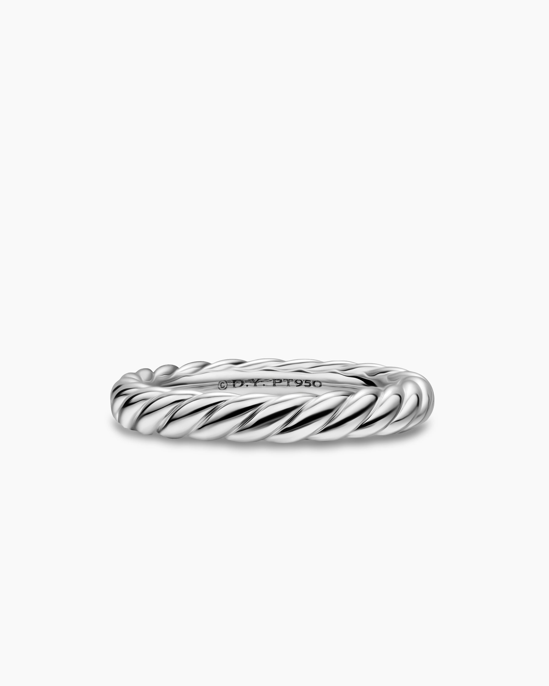 DY Cable Band Ring in Platinum, 3mm