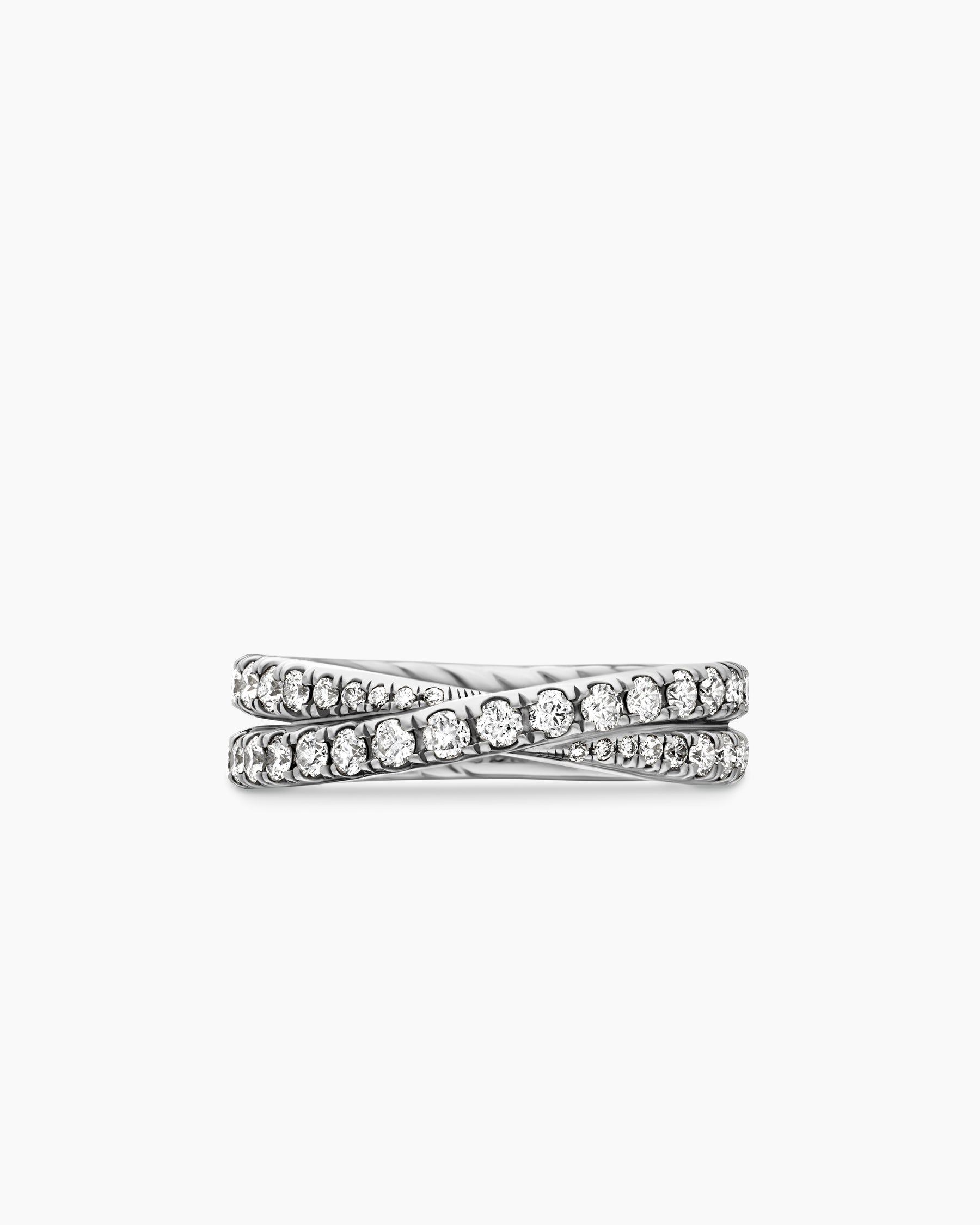 DY Crossover Band Ring in Platinum with Diamonds, 5.2mm - Image 4