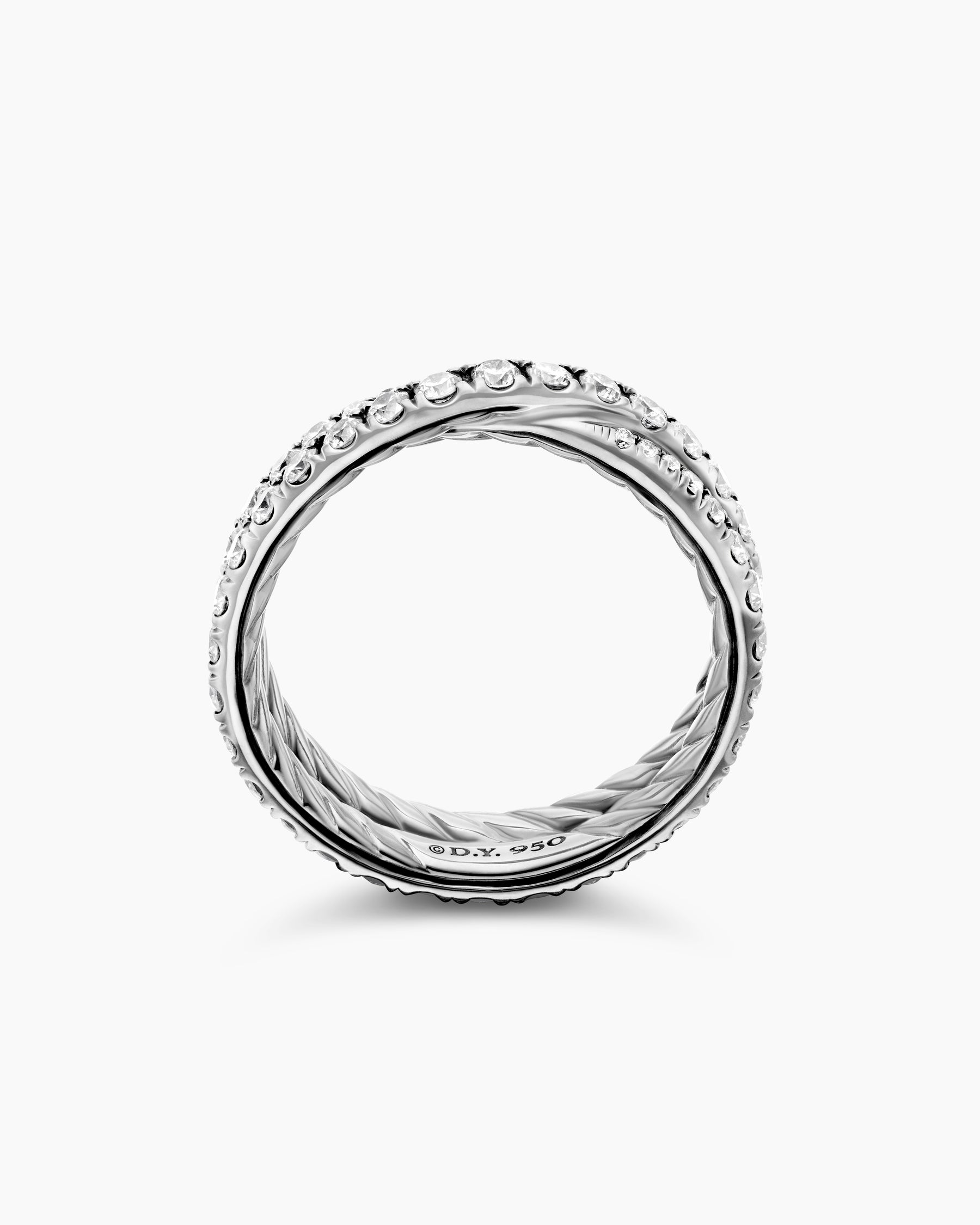 DY Crossover Band Ring in Platinum with Diamonds, 5.2mm - Image 5