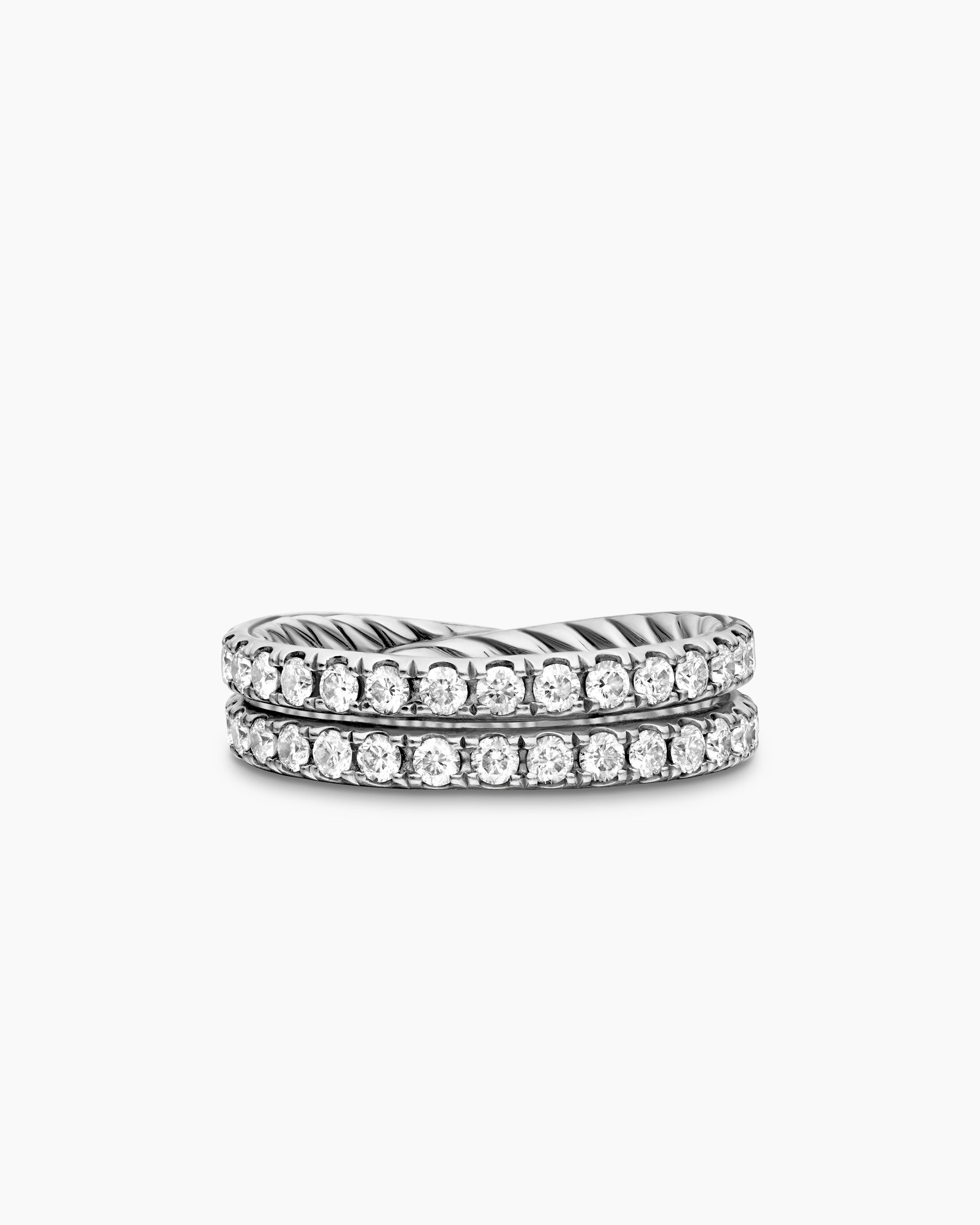DY Crossover Band Ring in Platinum with Diamonds, 5.2mm - Image 6