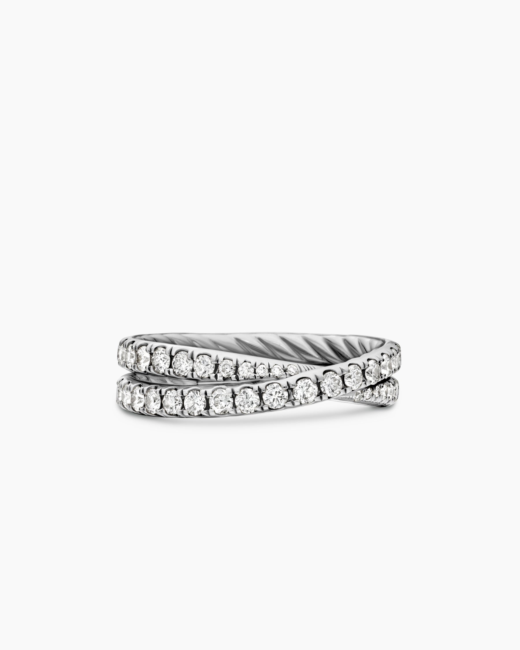 DY Crossover Band Ring in Platinum with Diamonds, 5.2mm
