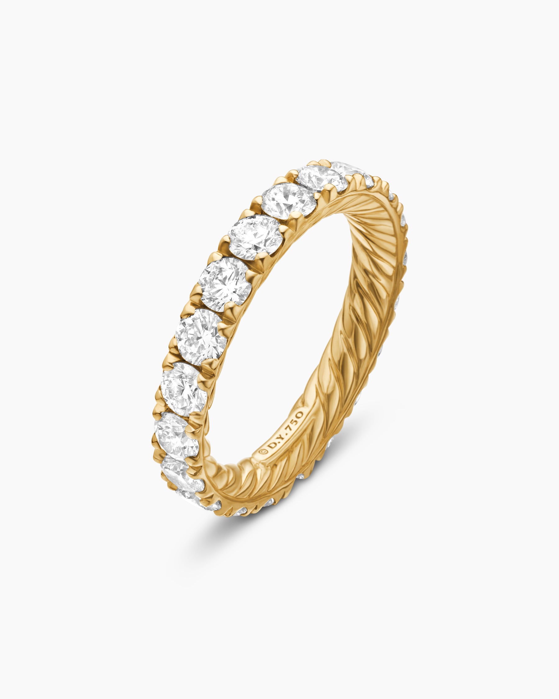 DY Eden Band Ring in 18K Yellow Gold with Diamonds, 3.6mm - Image 3