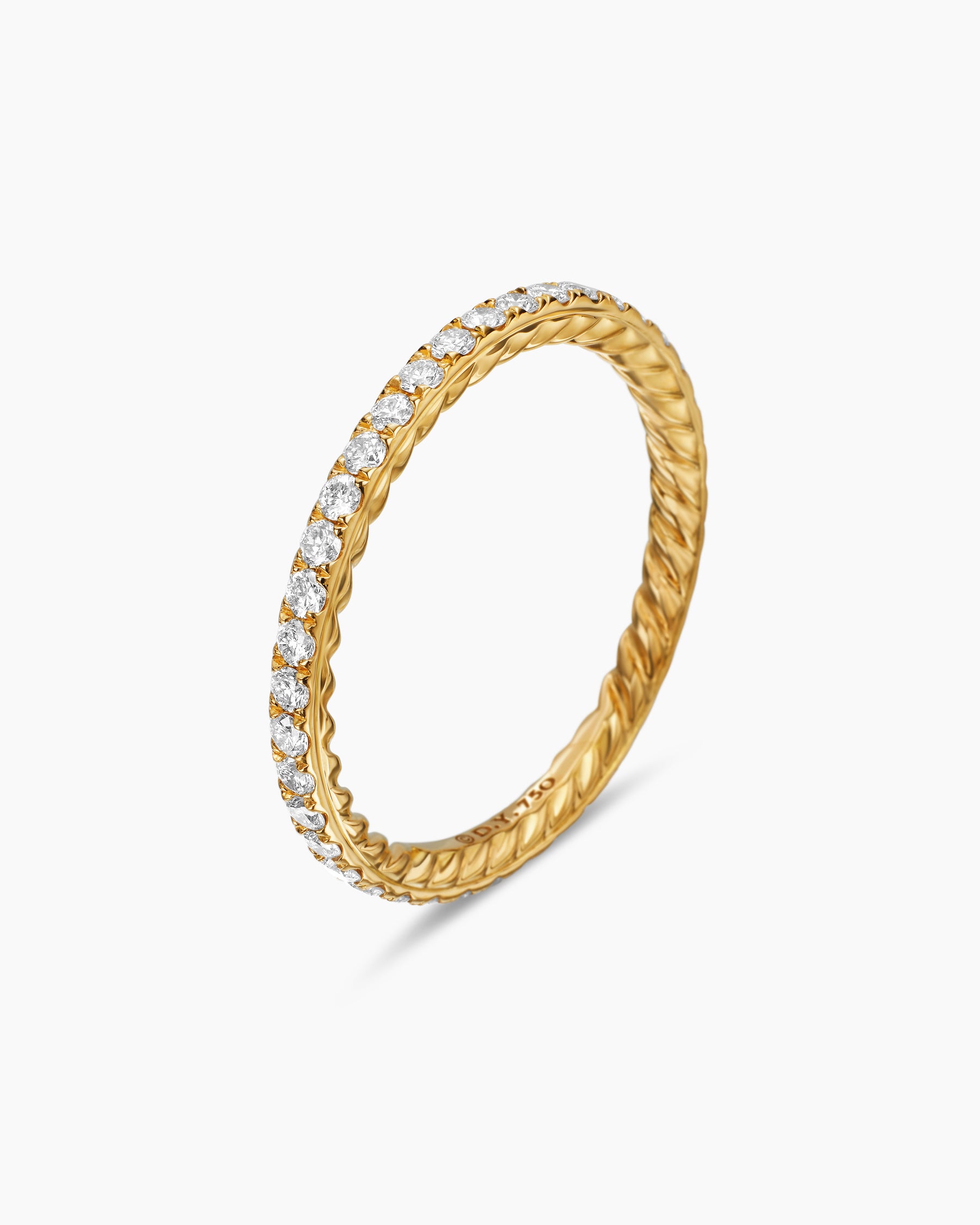 DY Eden Band Ring in 18K Yellow Gold with Pavé Diamonds, 1.85mm - Image 3