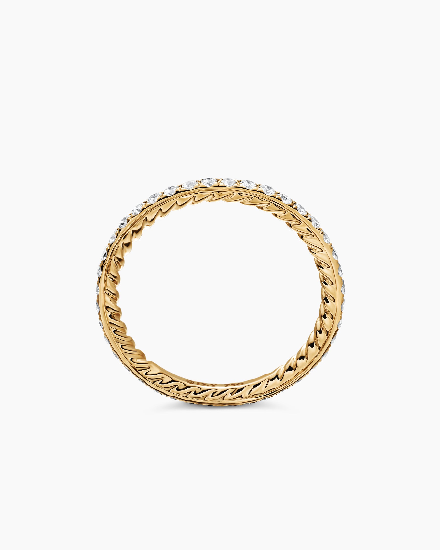 DY Eden Band Ring in 18K Yellow Gold with Pavé Diamonds, 1.85mm - Image 5