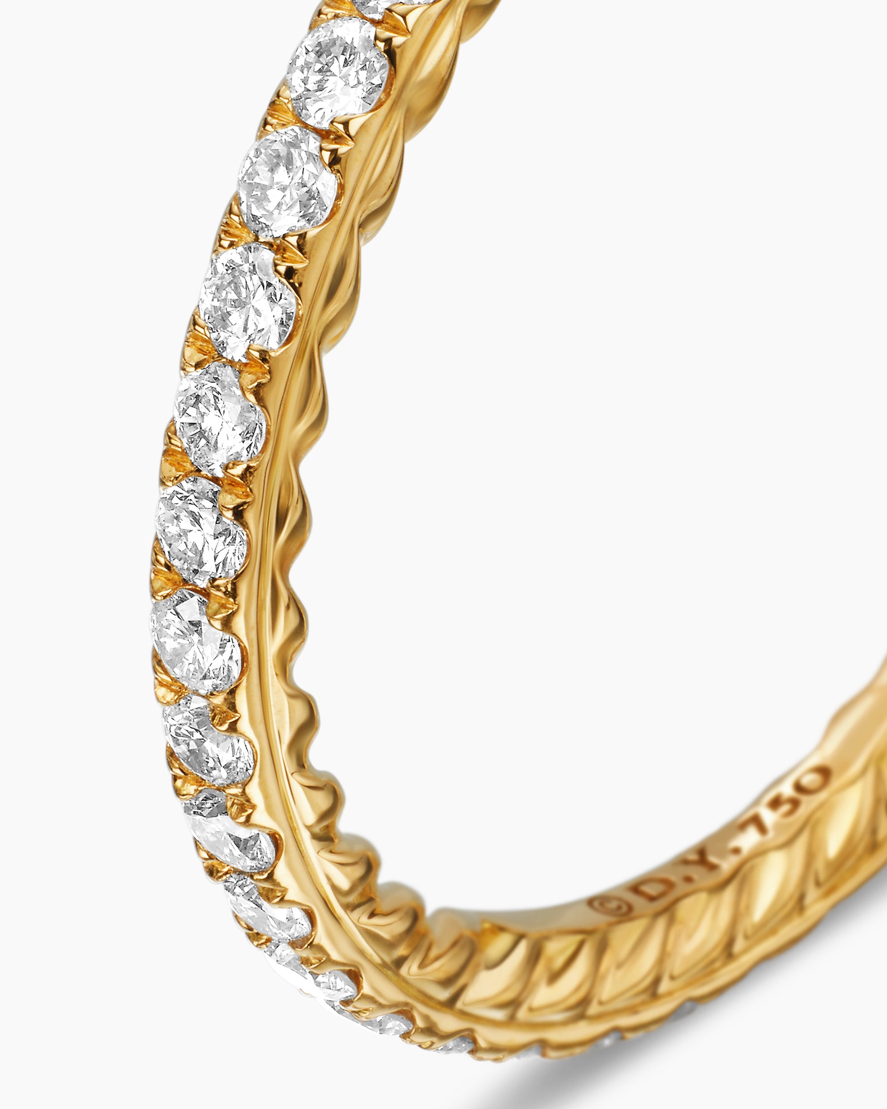 DY Eden Band Ring in 18K Yellow Gold with Pavé Diamonds, 1.85mm - Image 6