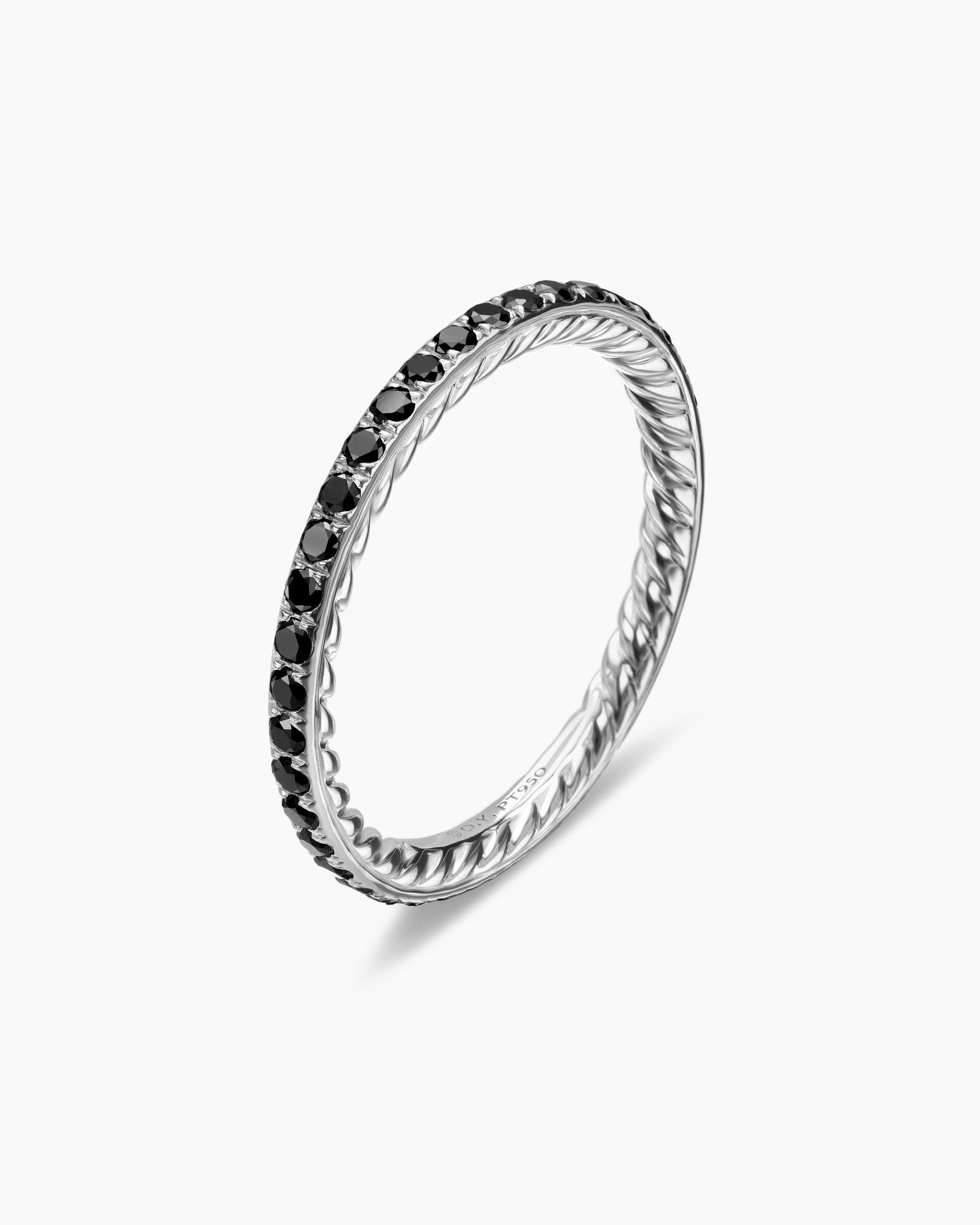 DY Eden Band Ring in Platinum with Pavé Black Diamonds, 1.85mm - Image 3