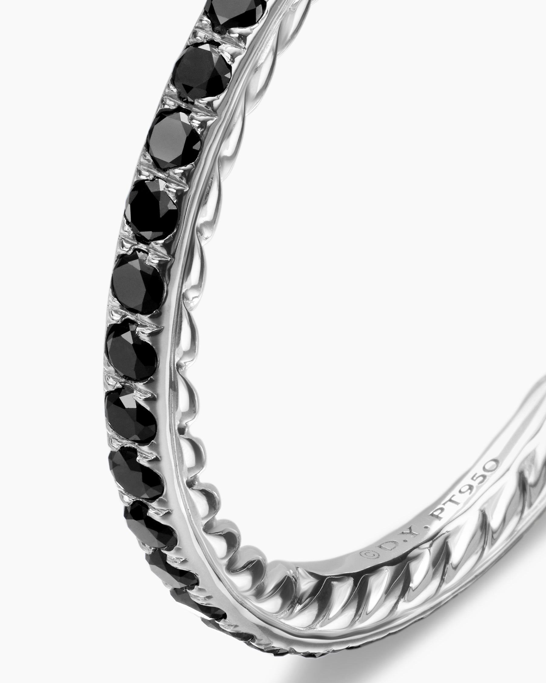 DY Eden Band Ring in Platinum with Pavé Black Diamonds, 1.85mm - Image 6