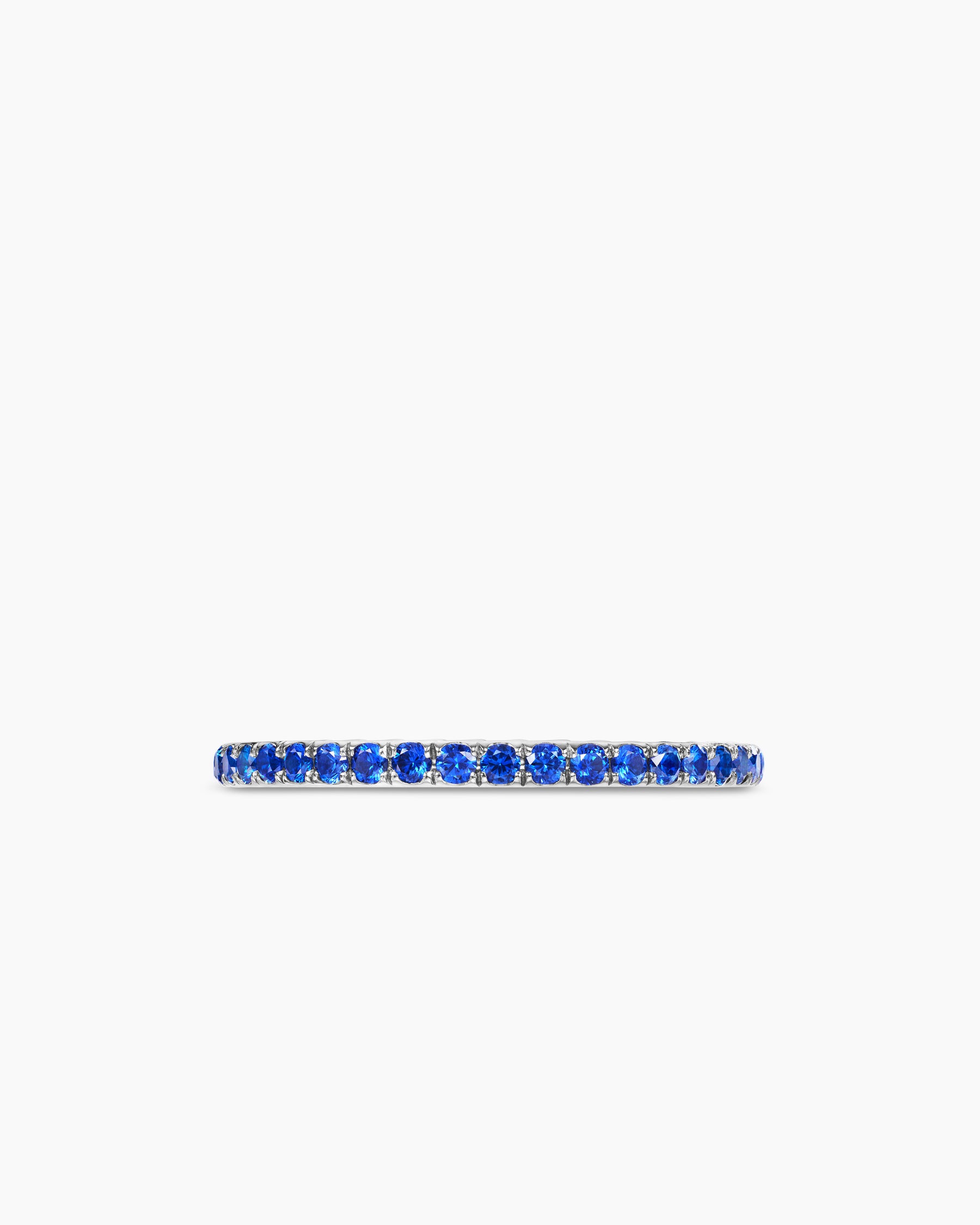 DY Eden Band Ring in Platinum with Pavé Blue Sapphires, 1.85mm - Image 4