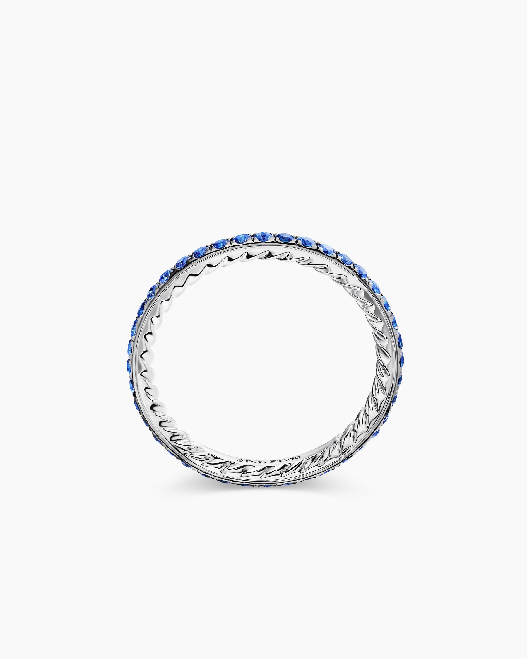 DY Eden Band Ring in Platinum with Pavé Blue Sapphires, 1.85mm - Image 5