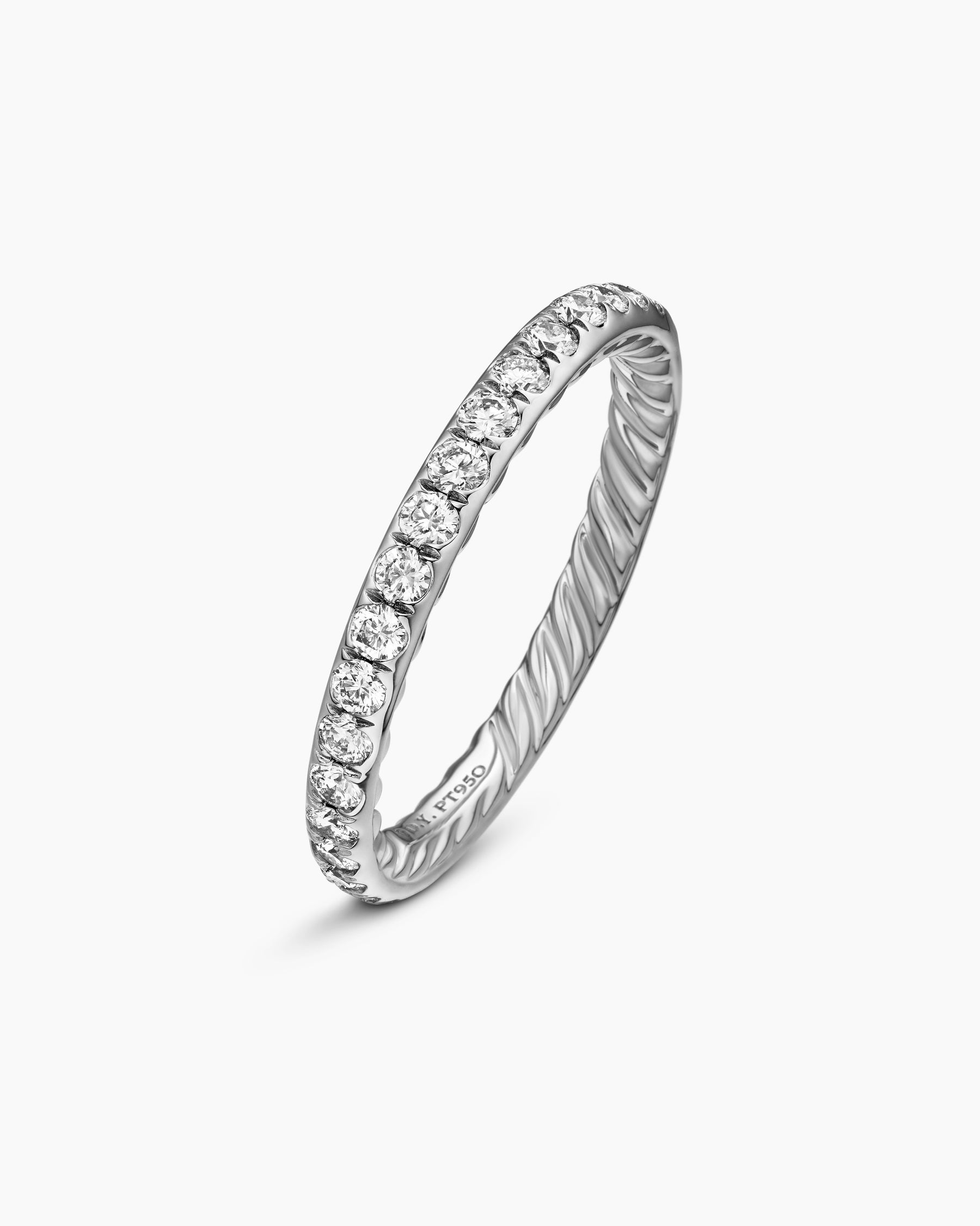 DY Eden Band Ring in Platinum with Diamonds, 2.2mm - Image 3