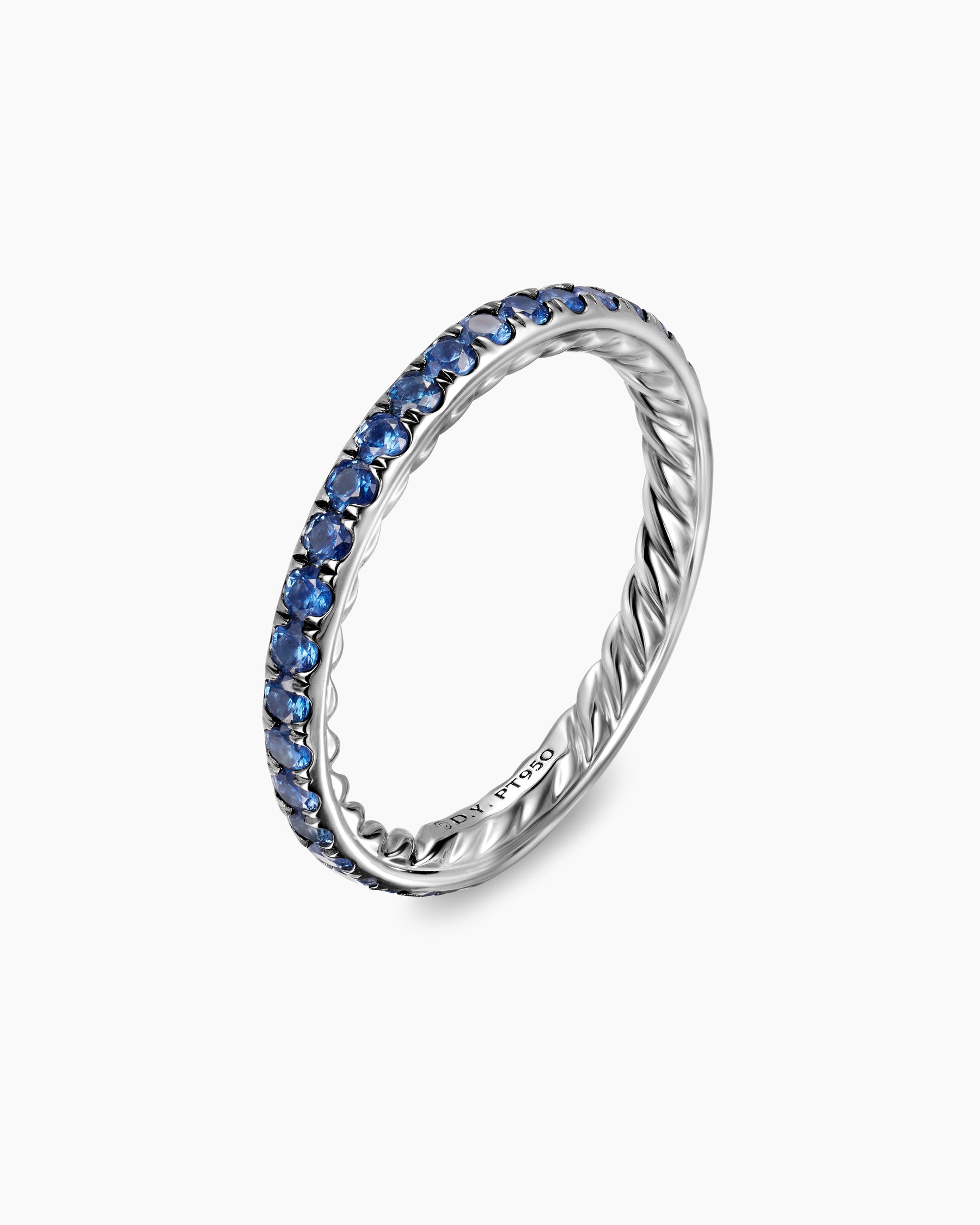 DY Eden Band Ring in Platinum with Sapphires, 2.2mm - Image 3