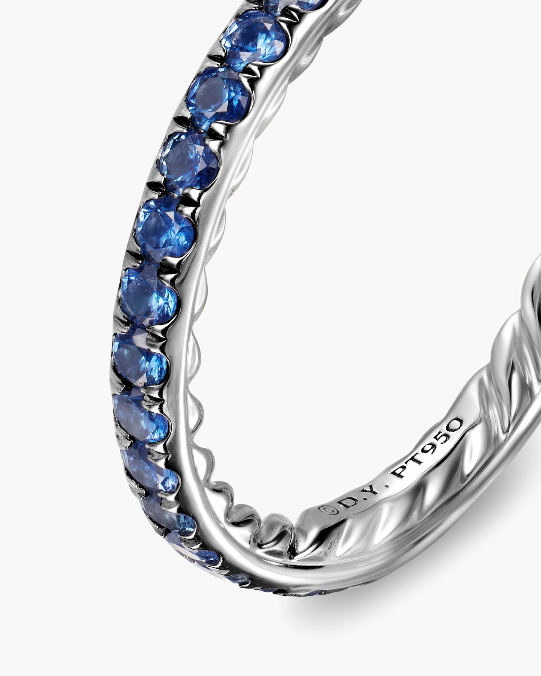 DY Eden Band Ring in Platinum with Sapphires, 2.2mm - Image 5