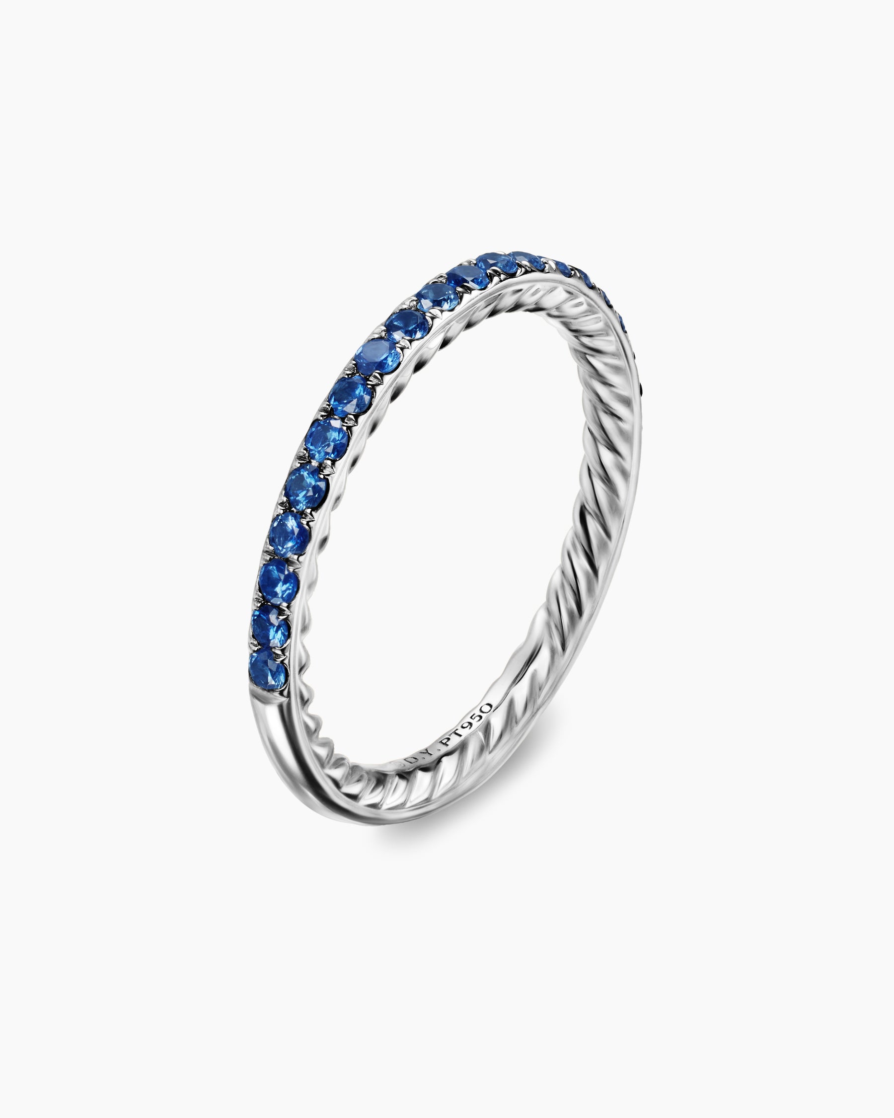 DY Eden Partway Band Ring in Platinum with Sapphires, 1.85mm - Image 3
