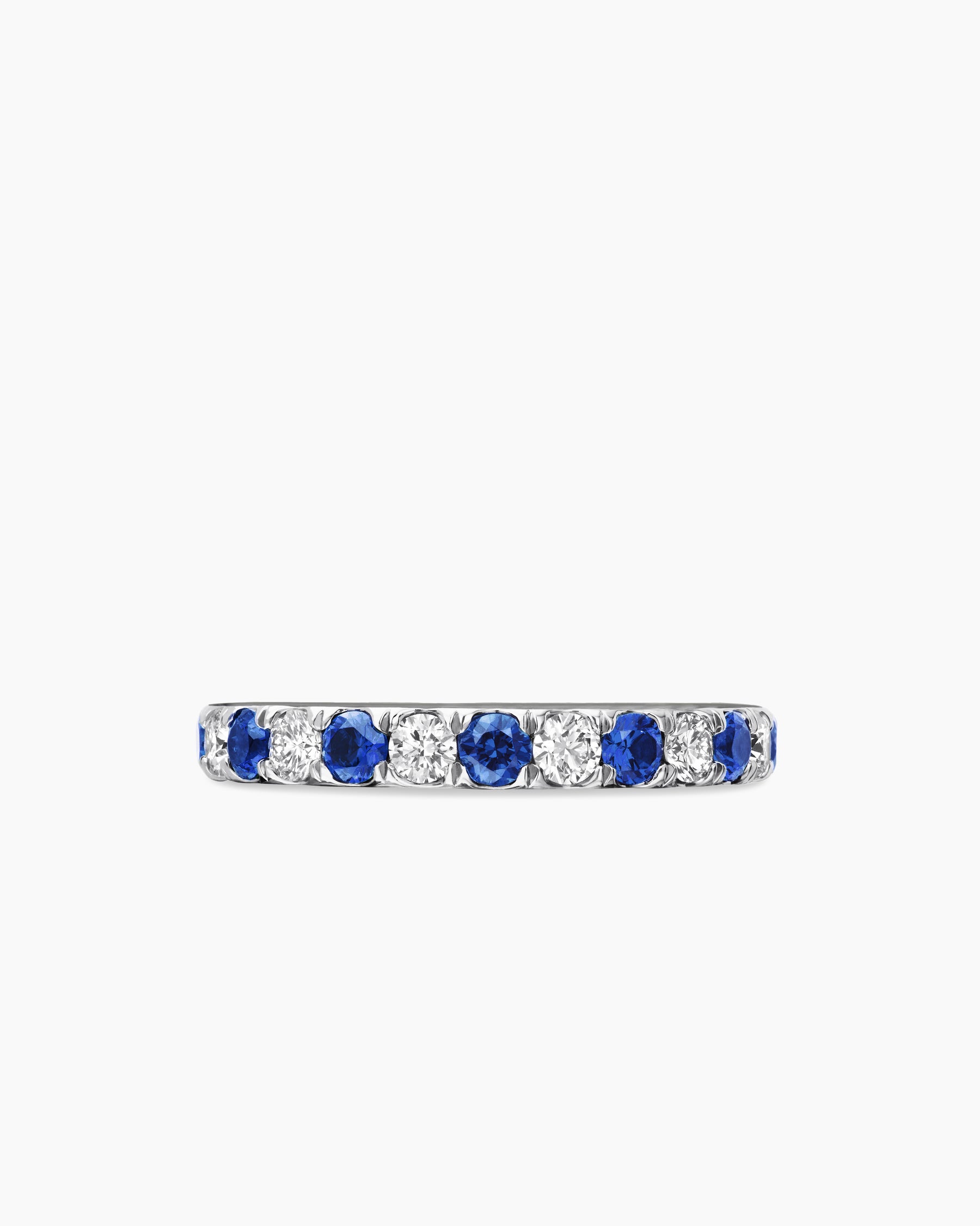 DY Eden Partway Band Ring in Platinum with Blue Sapphires and Diamonds, 2.8mm - Image 4