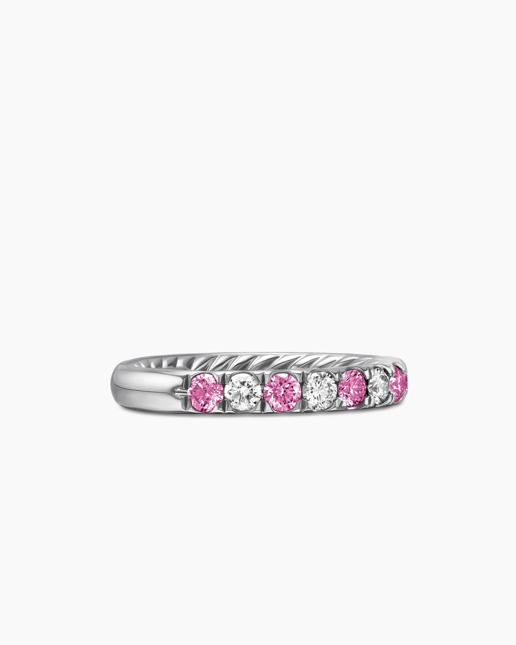 DY Eden Partway Band Ring in Platinum with Blue Sapphires and Diamonds, 2.8mm